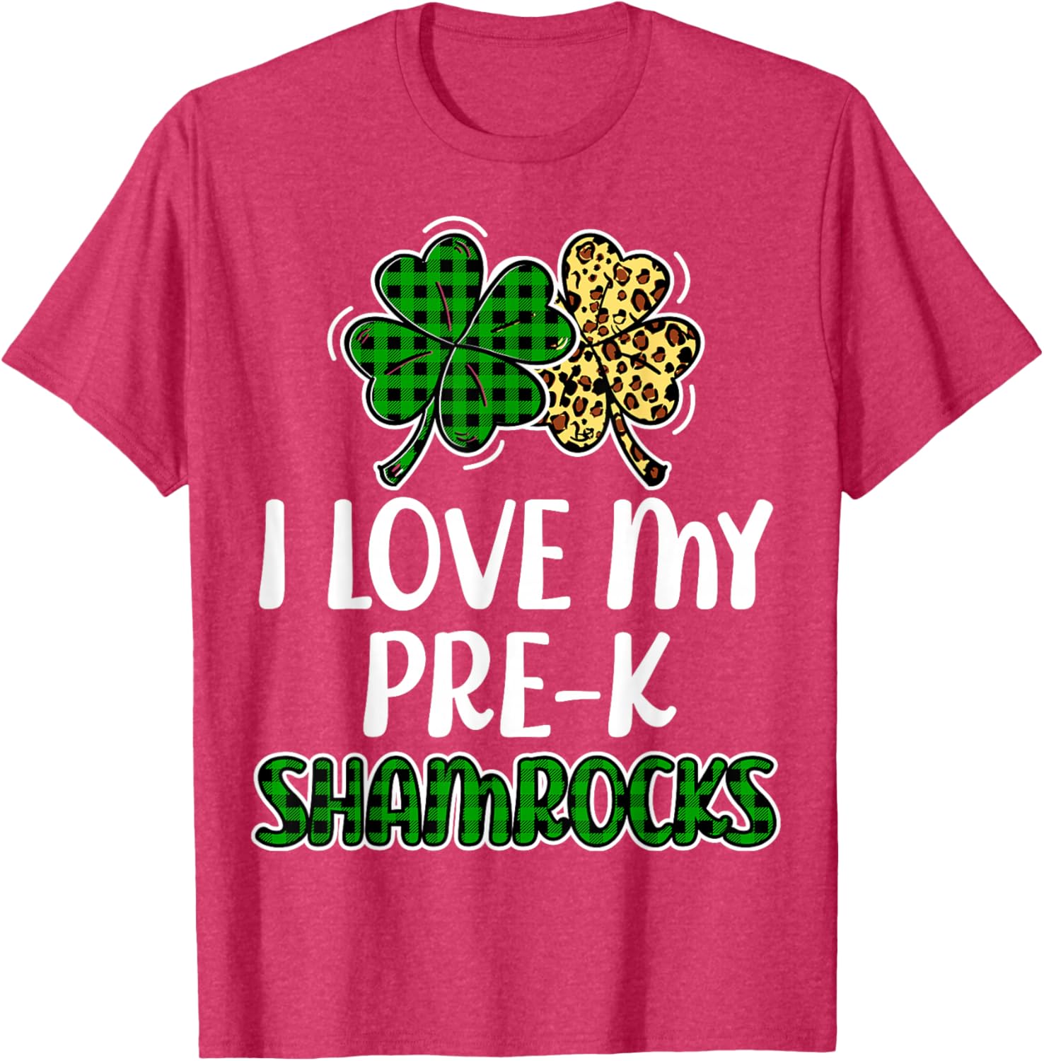 I Love My Pre-K Shamrocks Buffalo Plaid St Patricks Day T-Shirt - 6