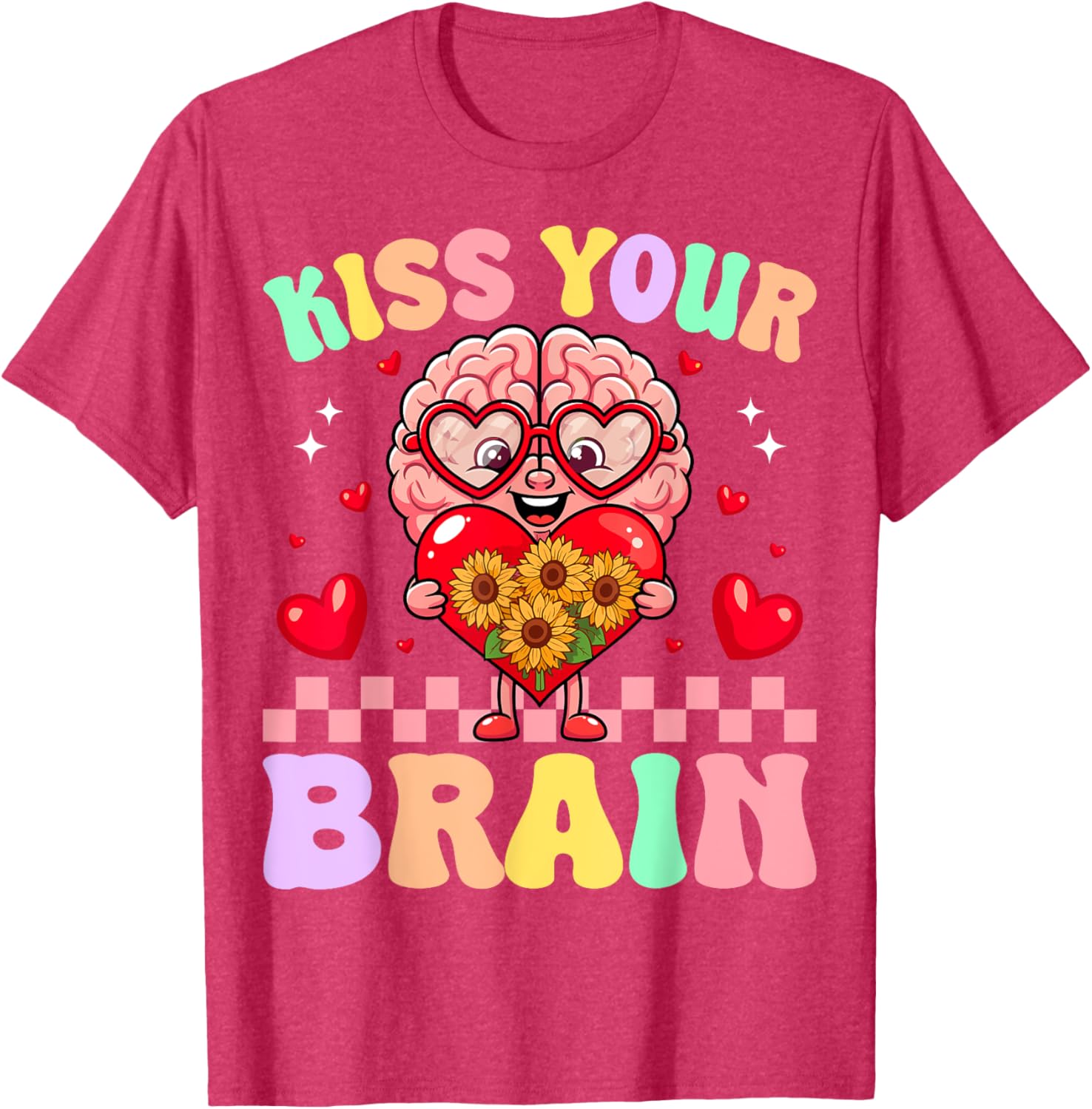 Funny Teacher Valentine's Day T-Shirt - Kiss Your Brain Gift for Educators - 9