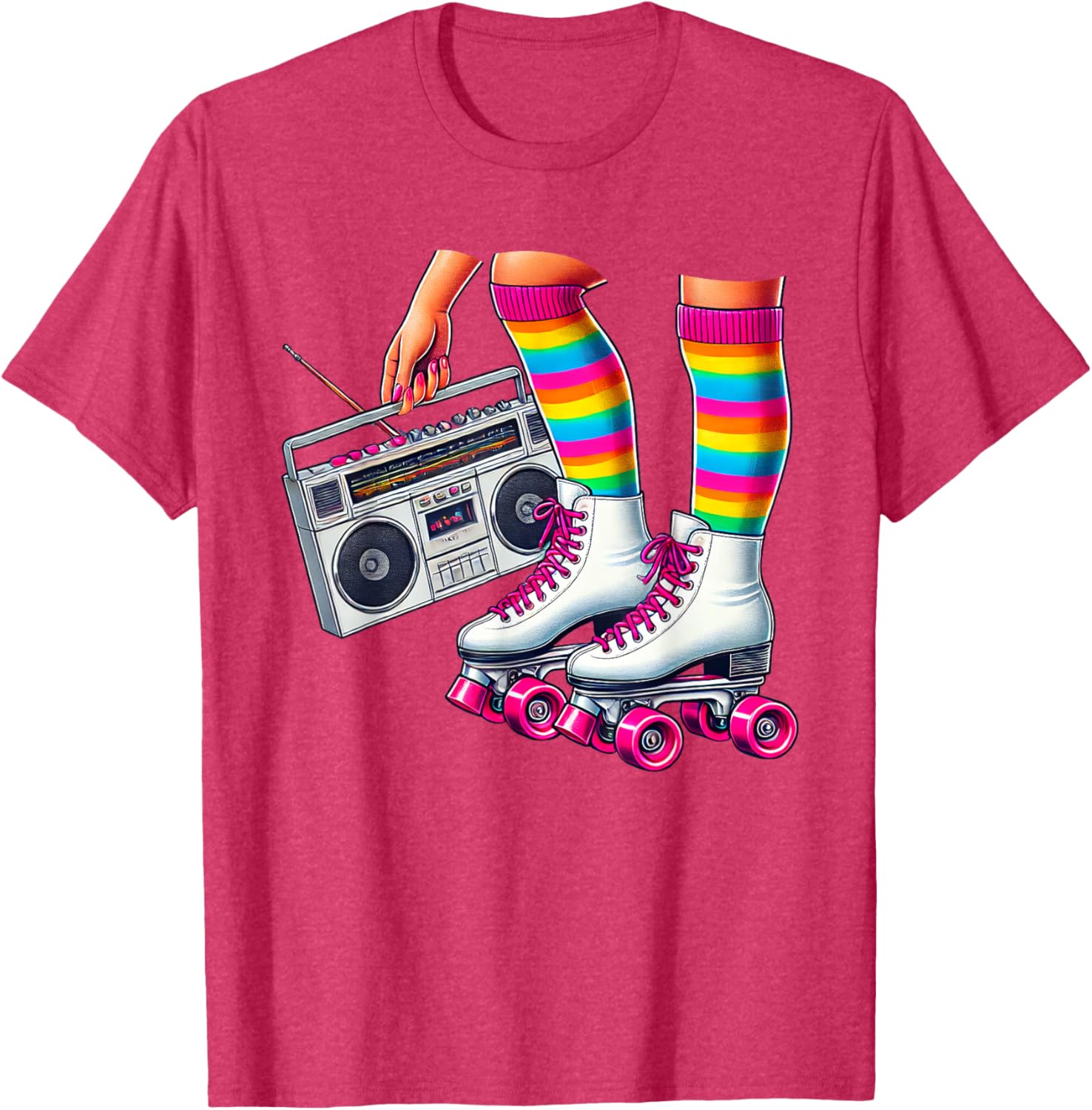 Funny 80s Roller Disco Skating Girl T-Shirt for Retro Fans - 2