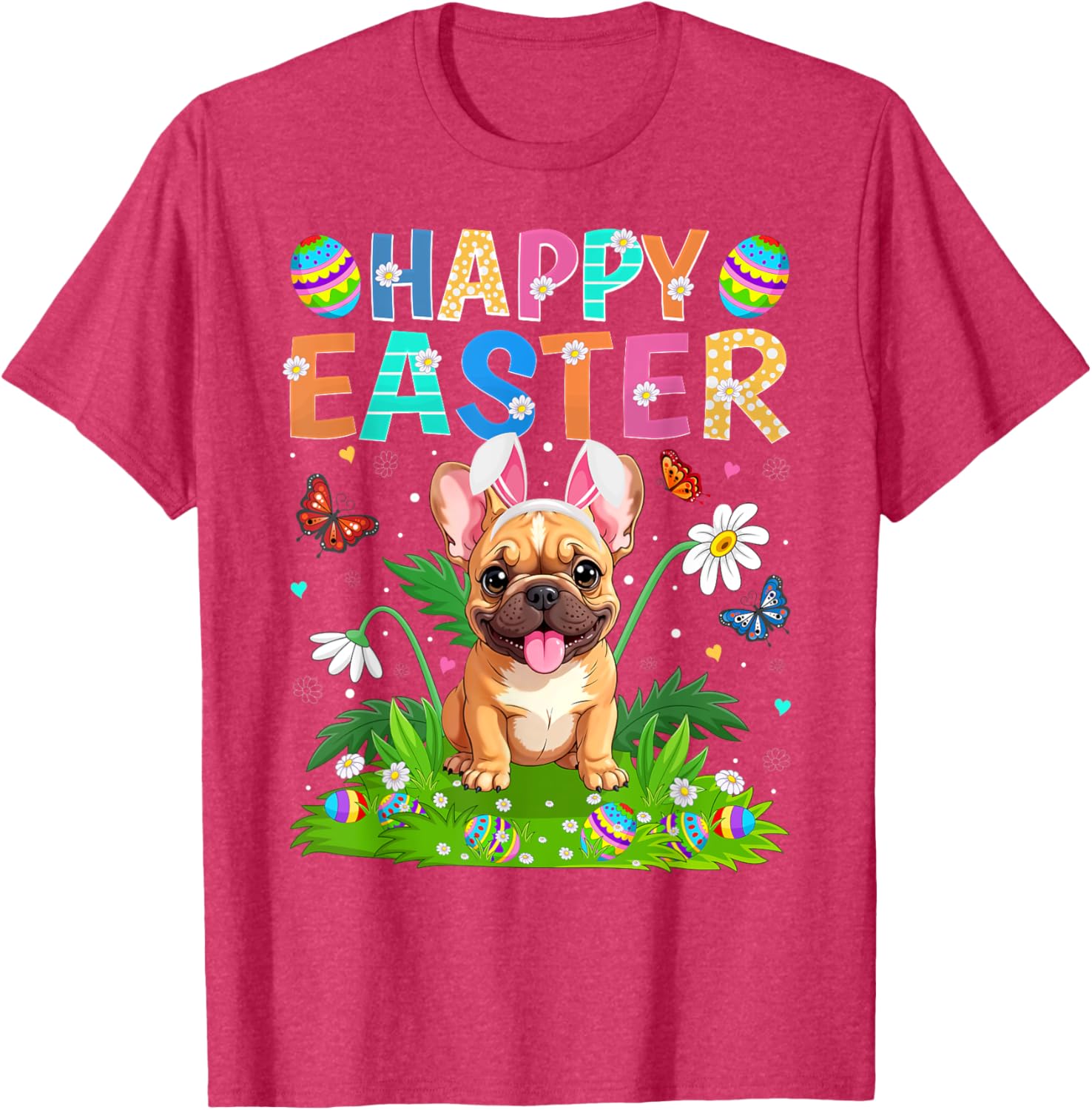 Happy Easter French Bulldog Bunny Ear Egg Hunt T-Shirt for Pet Lovers - 4