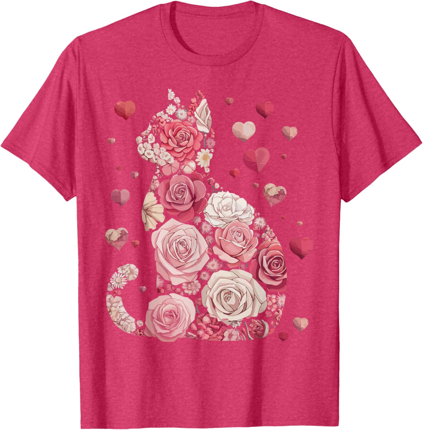 Cute Happy Meowentine's Day Cat T-Shirt for Girls and Women - 8