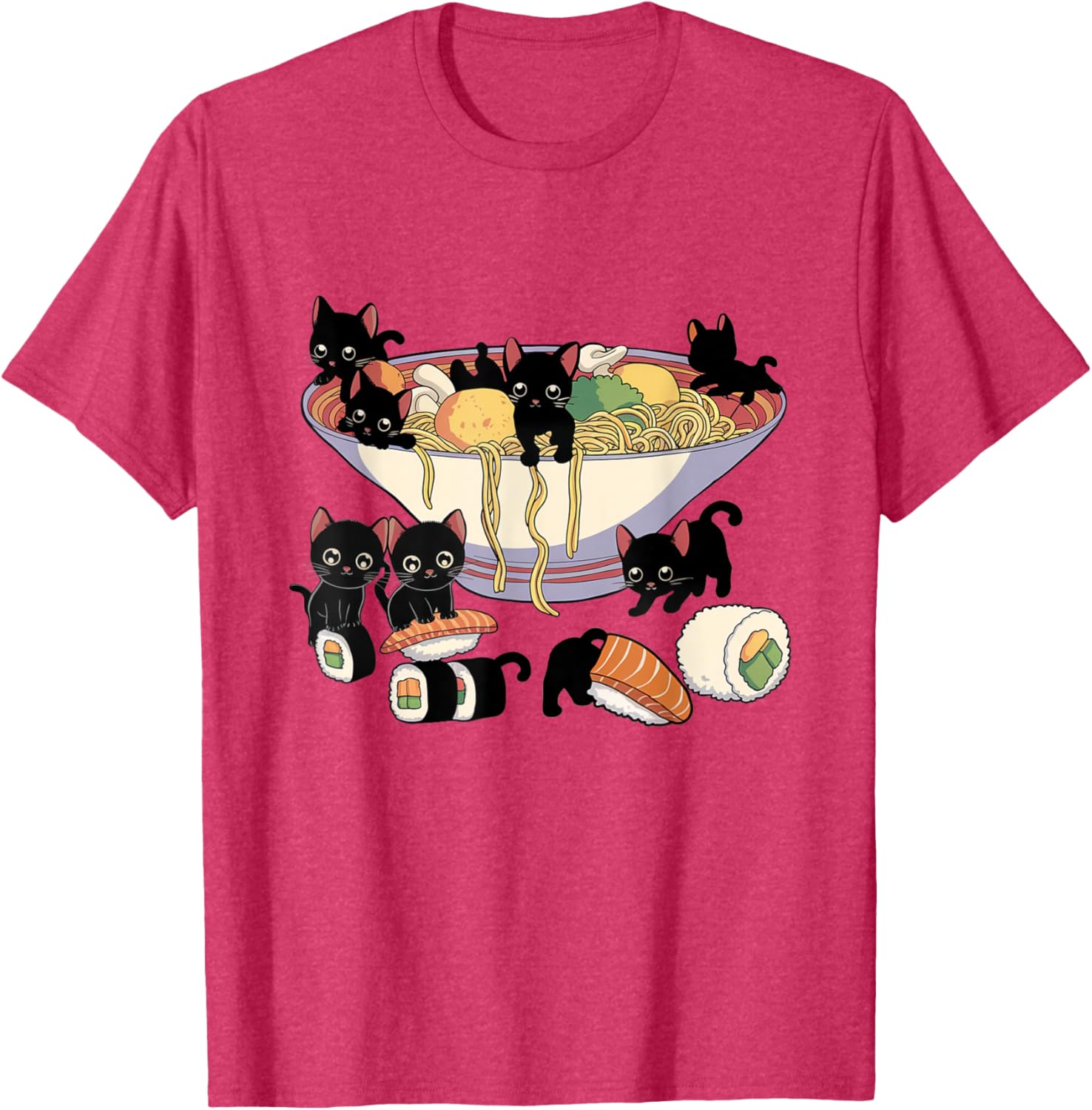 Cute Cat Ramen Sushi T-Shirt for Anime Lovers and Cat Enthusiasts - 10