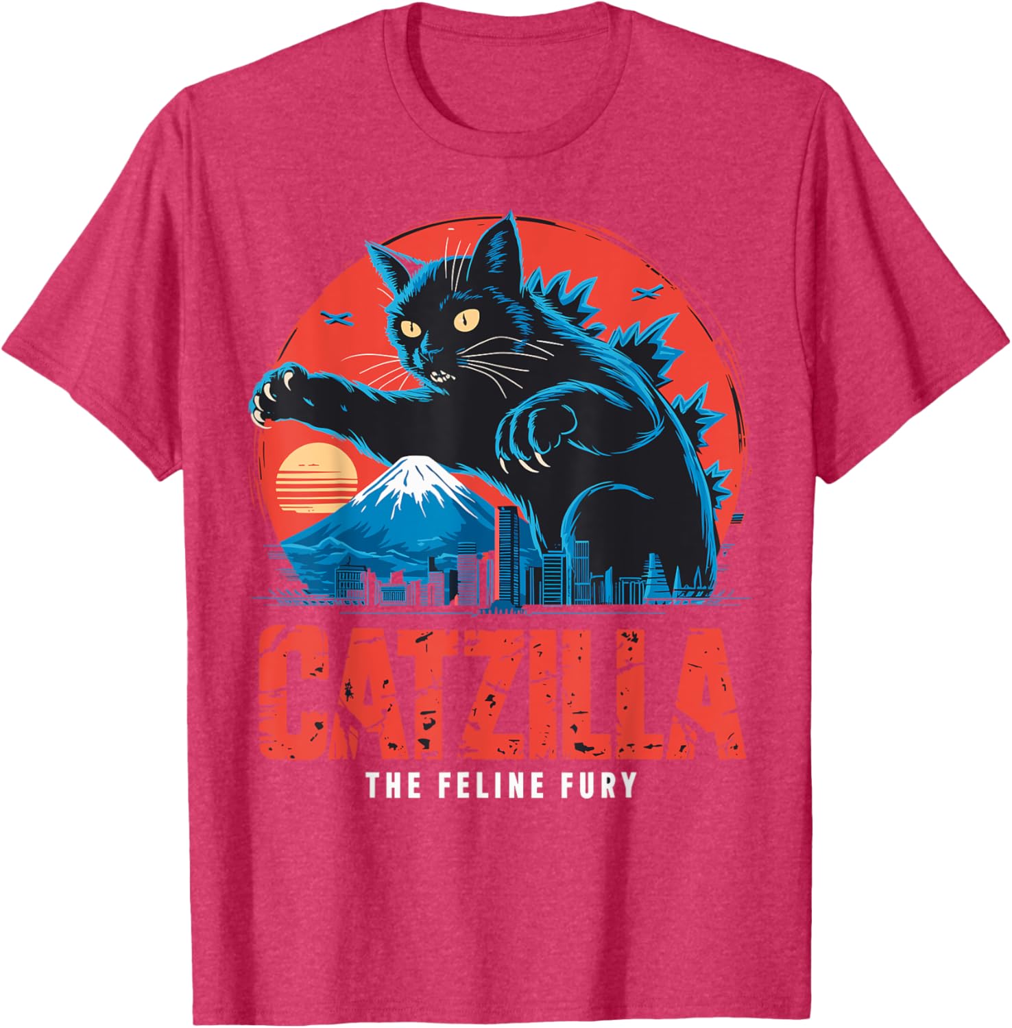 Catzilla Black Cat Vintage T-Shirt for Cat Lovers in Japan Style - 23