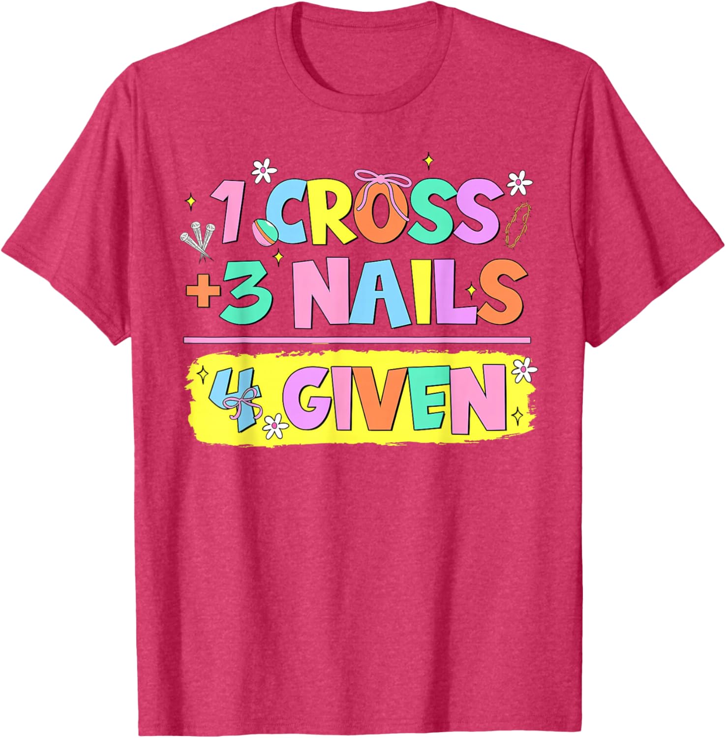 Happy Easter Christian T-Shirt with Cross and Nails Design for Believers - 21