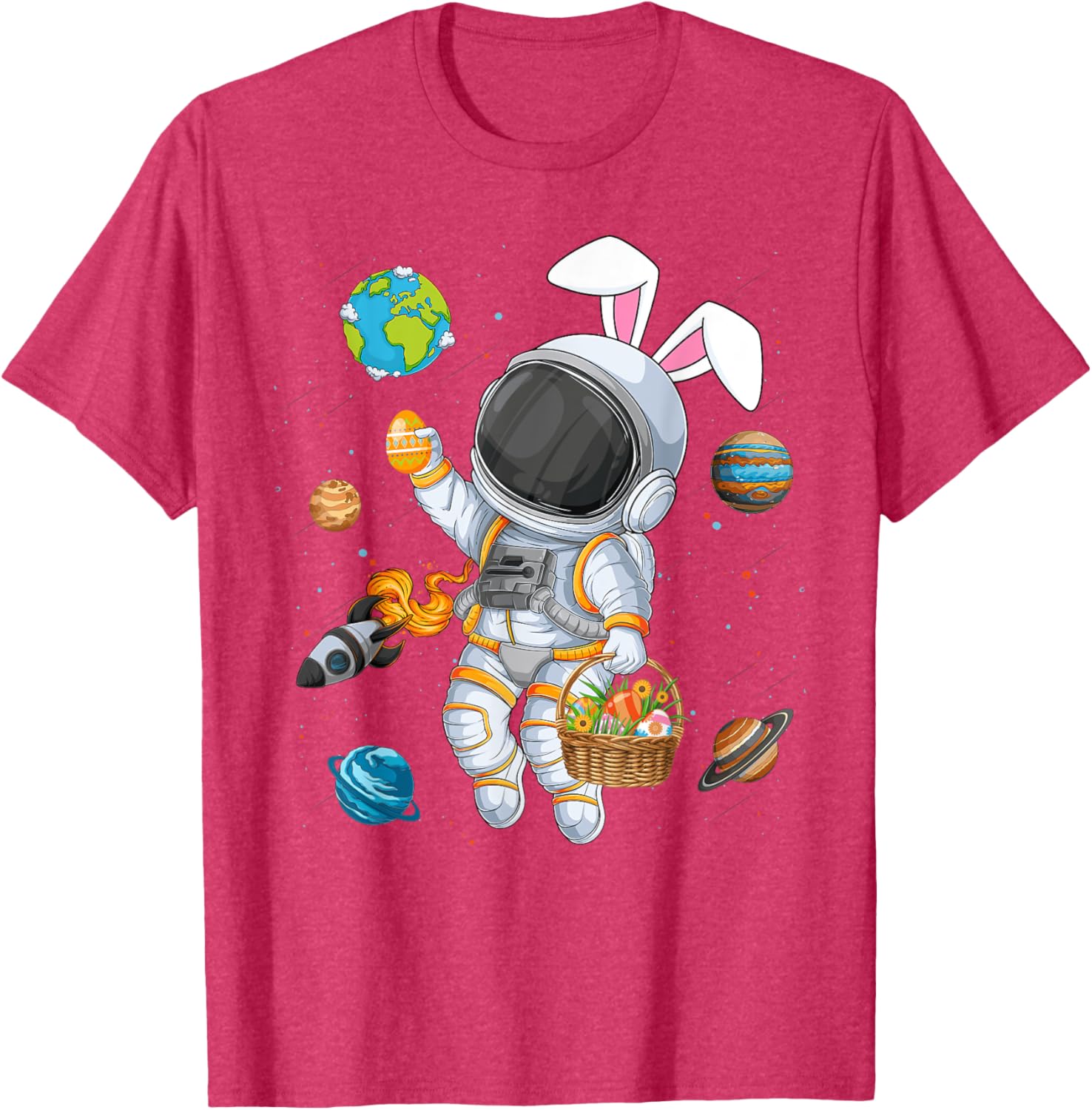 Funny Astronaut Bunny Ears Easter T-Shirt for Boys and Kids - 15
