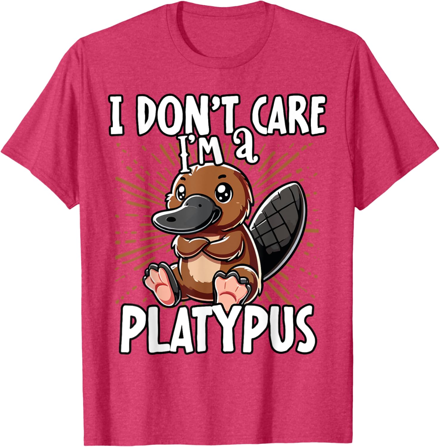 Cute Platypus T-Shirt I Don't Care Fun Animal Apparel for All Ages - 11