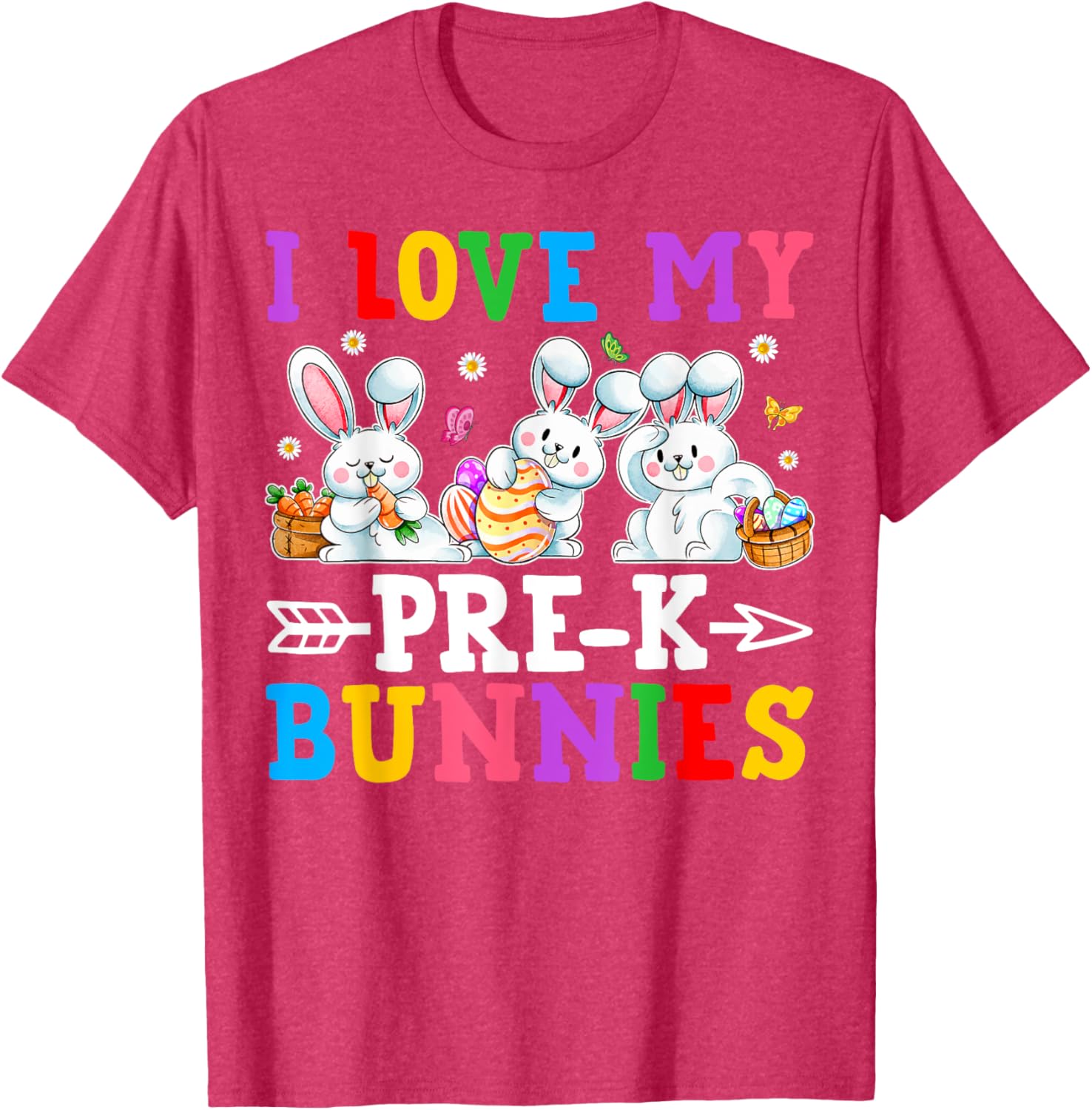 Funny I Love My Pre-K Bunnies T-Shirt for Preschool Teachers Easter Fun - 17