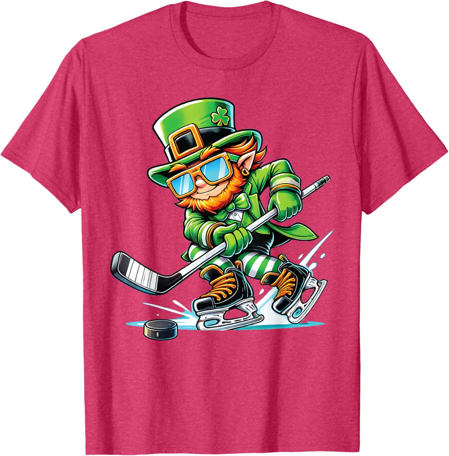 Leprechaun Ice Hockey T-Shirt Perfect for St Patrick's Day Fun - 23