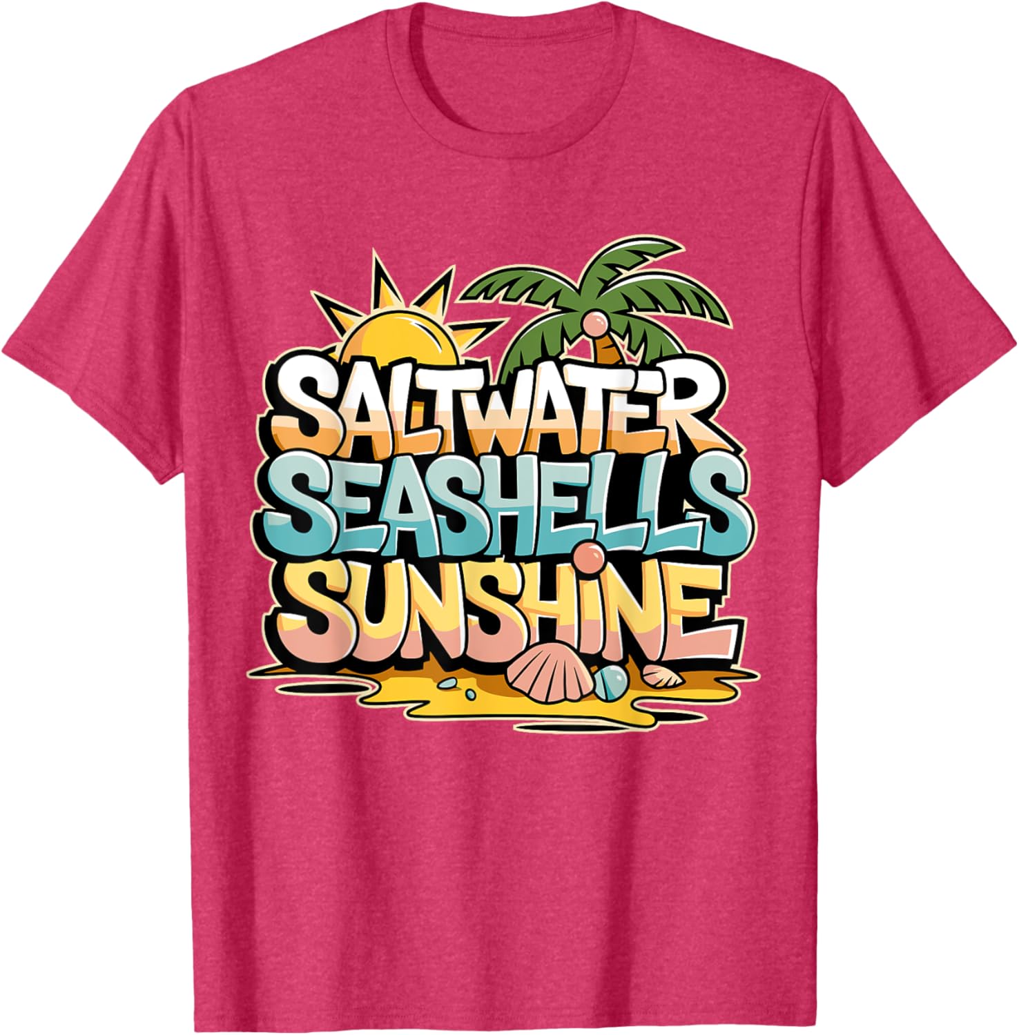 Funny Beach T-Shirt with Saltwater Seashells for Cruise Gifts - 23
