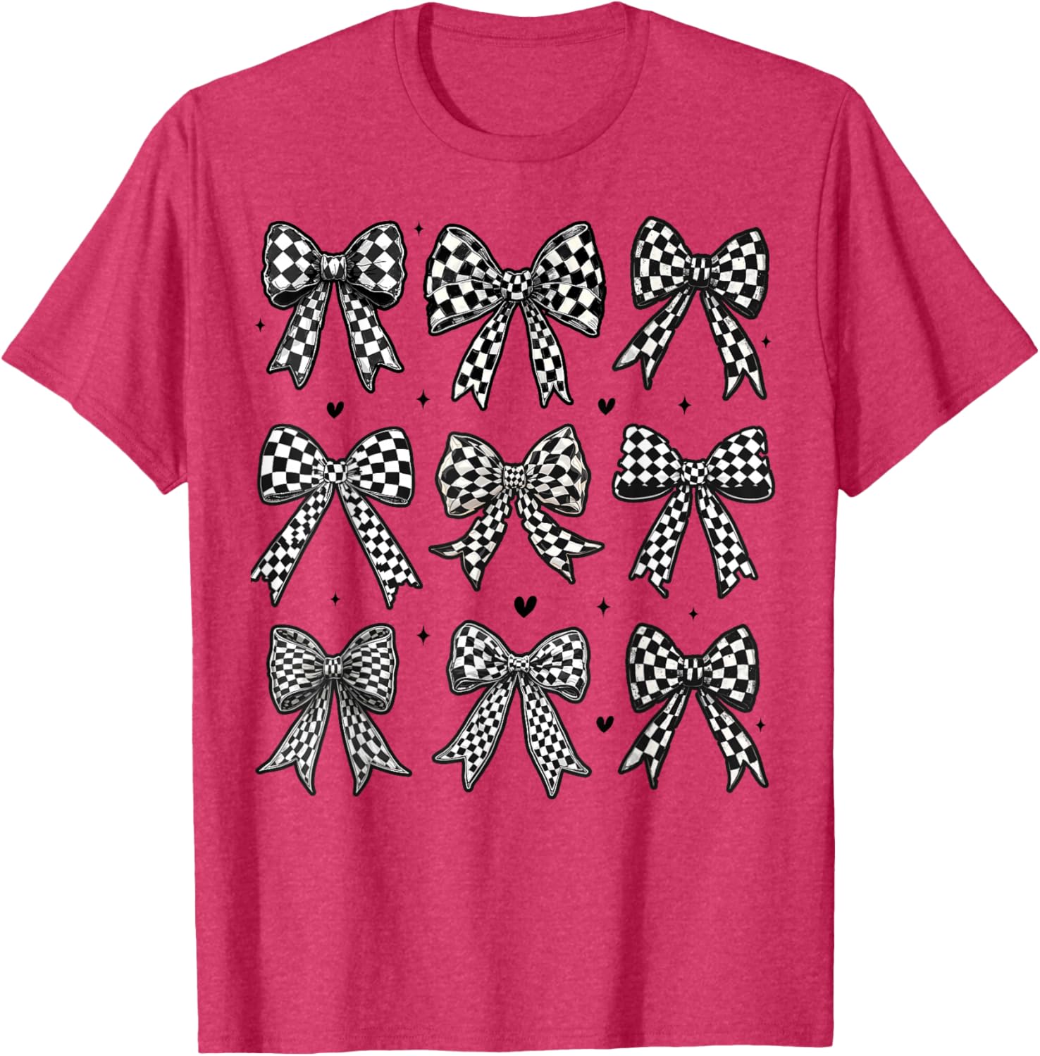Checkered Bow Flag Racing T-Shirt for Women - Cute Coquette Style - 24
