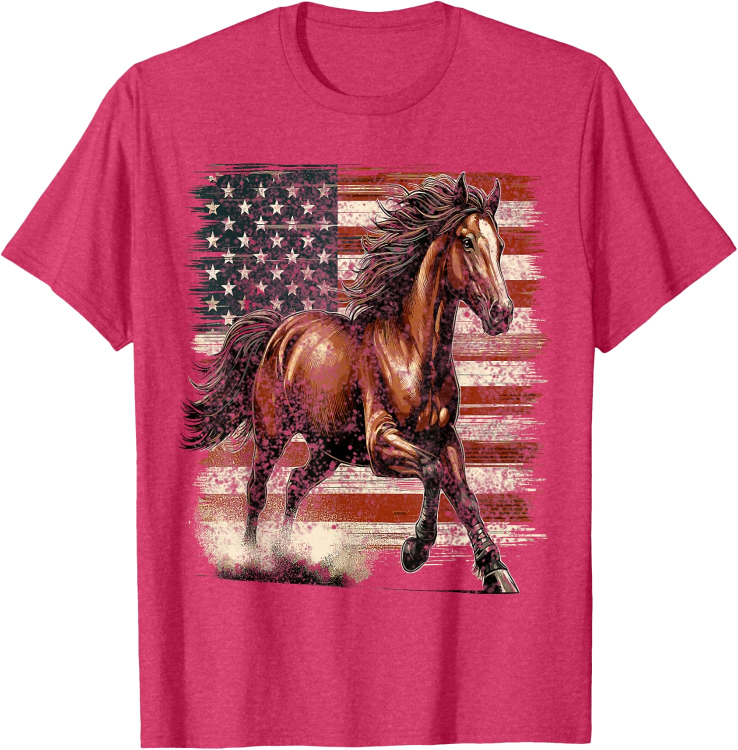 Patriotic Horse American Flag T-Shirt Perfect for 4th of July Celebrations - 19