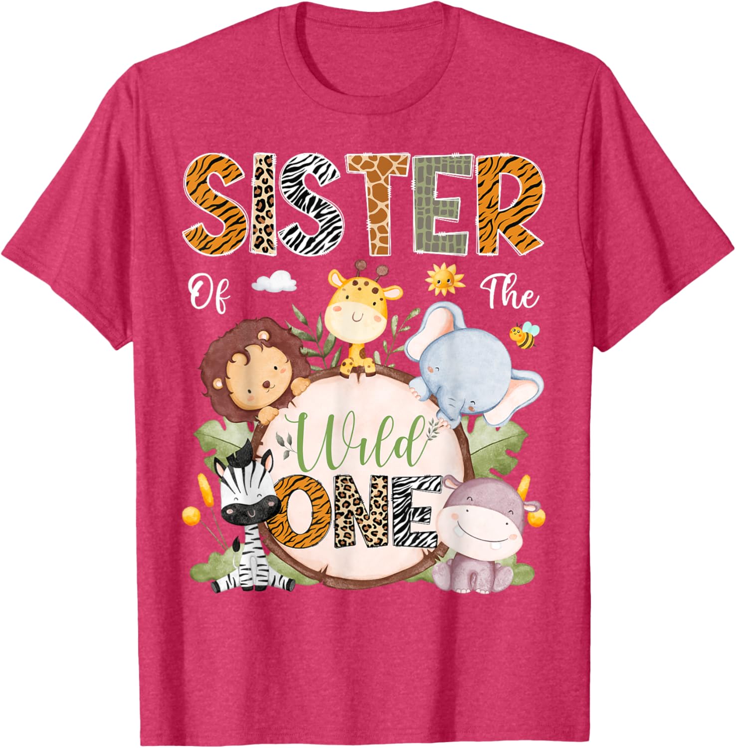 Sister of the Wild One 1st Birthday Safari Jungle Animals T-Shirt - 2