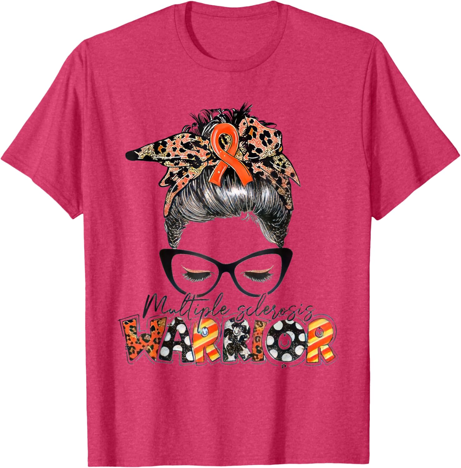 Multiple Sclerosis Warrior Messy Bun T-Shirt - MS Awareness Apparel - 21