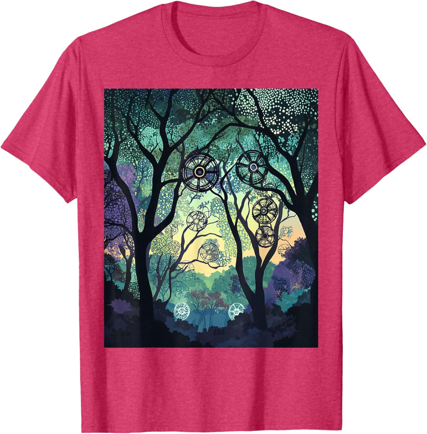 Dreamy Forest Geometric Nature Artwork T-Shirt for Nature Lovers - 18