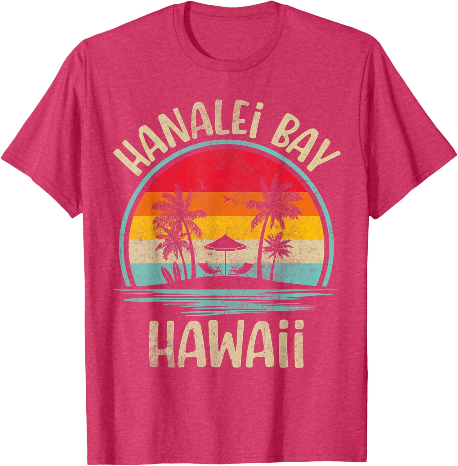 Hanalei Bay Beach Hawaii Palm Tree Family Summer Vacation T-Shirt - 8