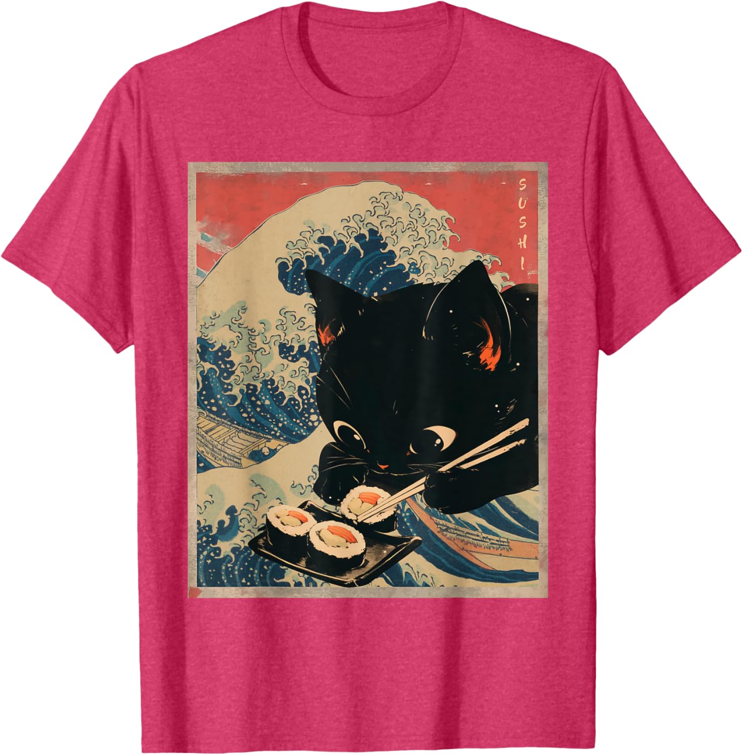 Kawaii Sushi Cat T-Shirt Cute Japanese Anime Clothing for Cat Lovers - 1