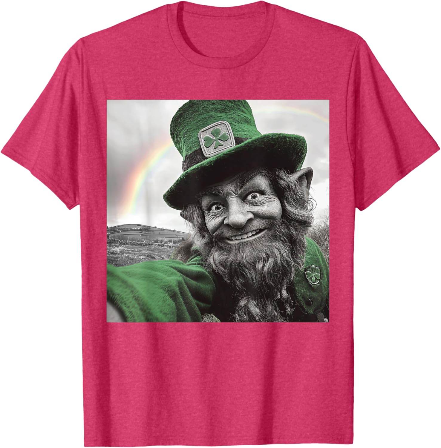 Funny St Patricks Day Rainbow Leprechaun Selfie T-Shirt for Festive Fun - 27