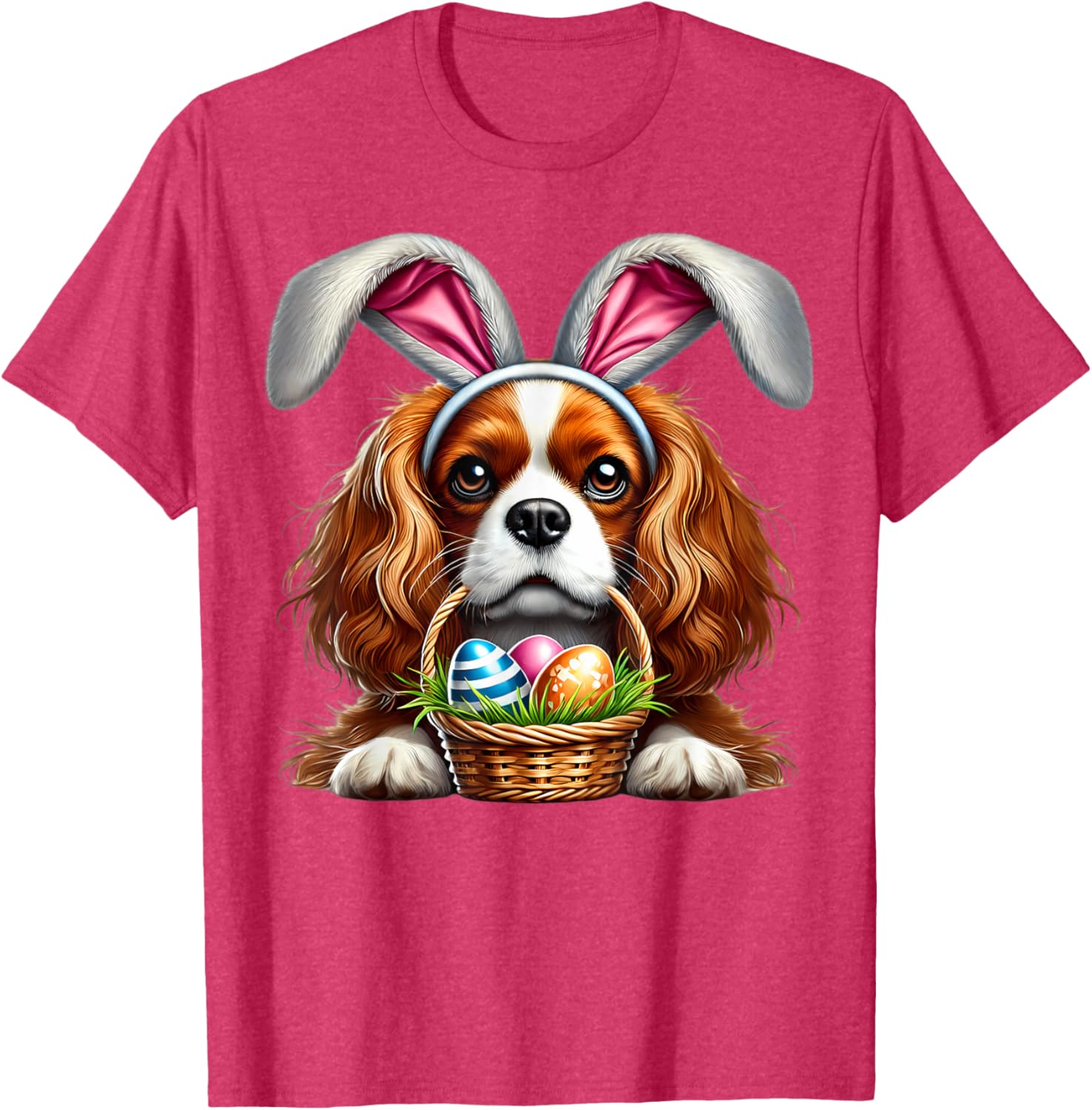 Cute Bunny Ear Cavalier King Charles Spaniel Easter Eggs T-Shirt - 26