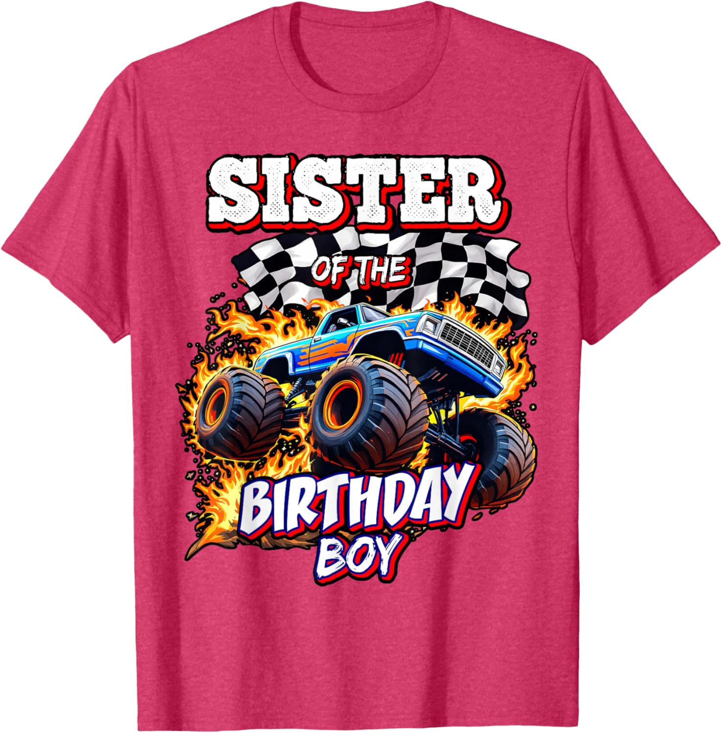 Sister of the Birthday Boy Monster Truck T-Shirt for Fun Celebrations - 6