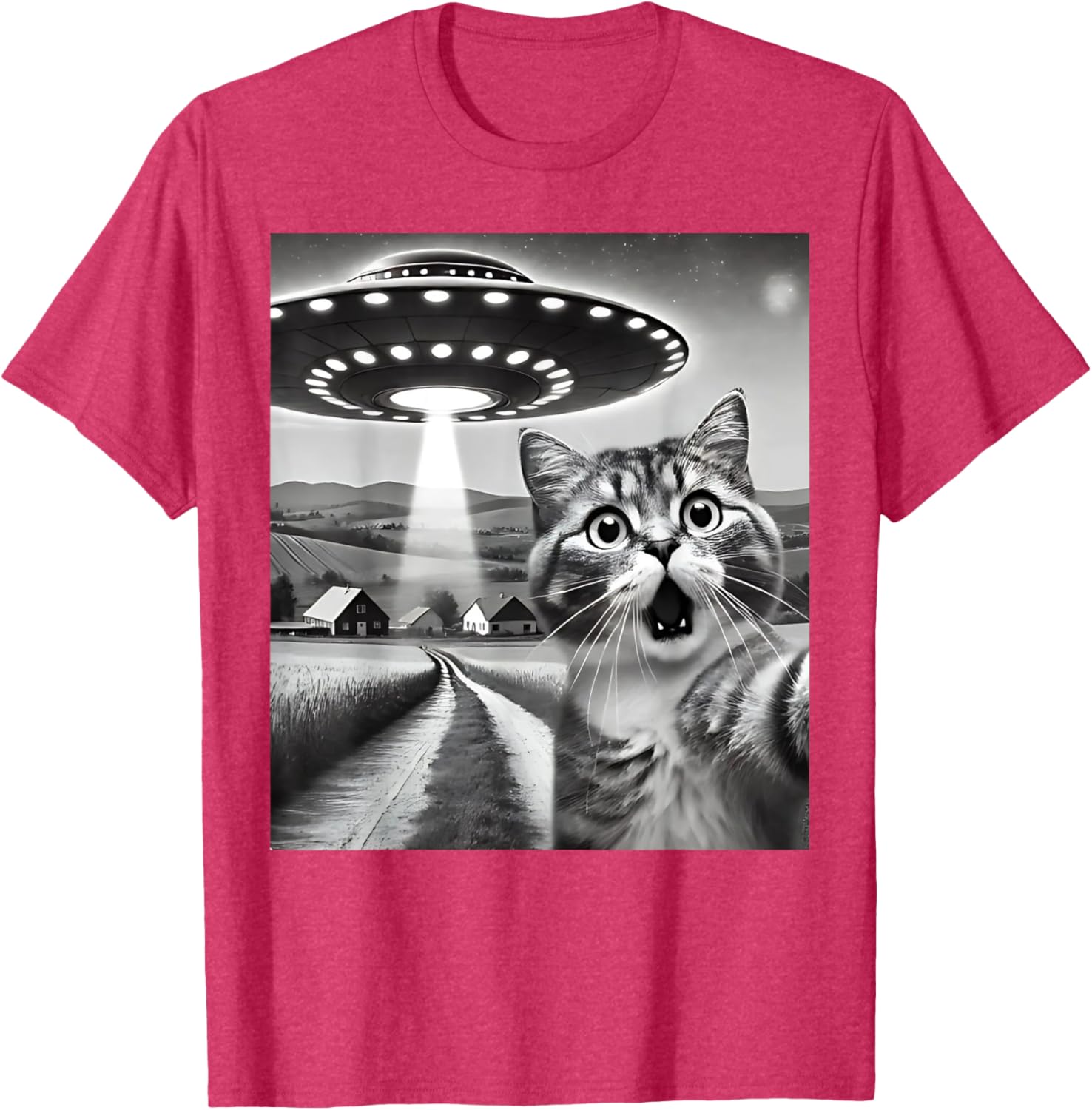 Funny Cat Selfie with Alien UFO T-Shirt for Men, Women, and Kids - 2