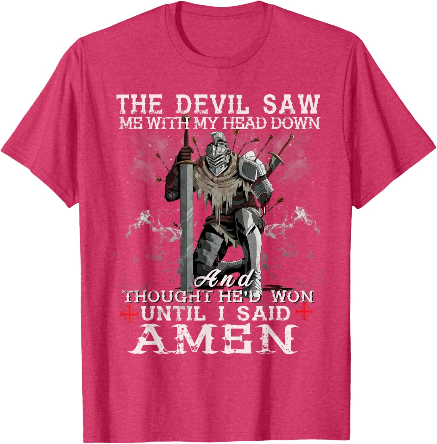 Knight Templar Christian Warrior T-Shirt with Powerful Amen Statement - 3