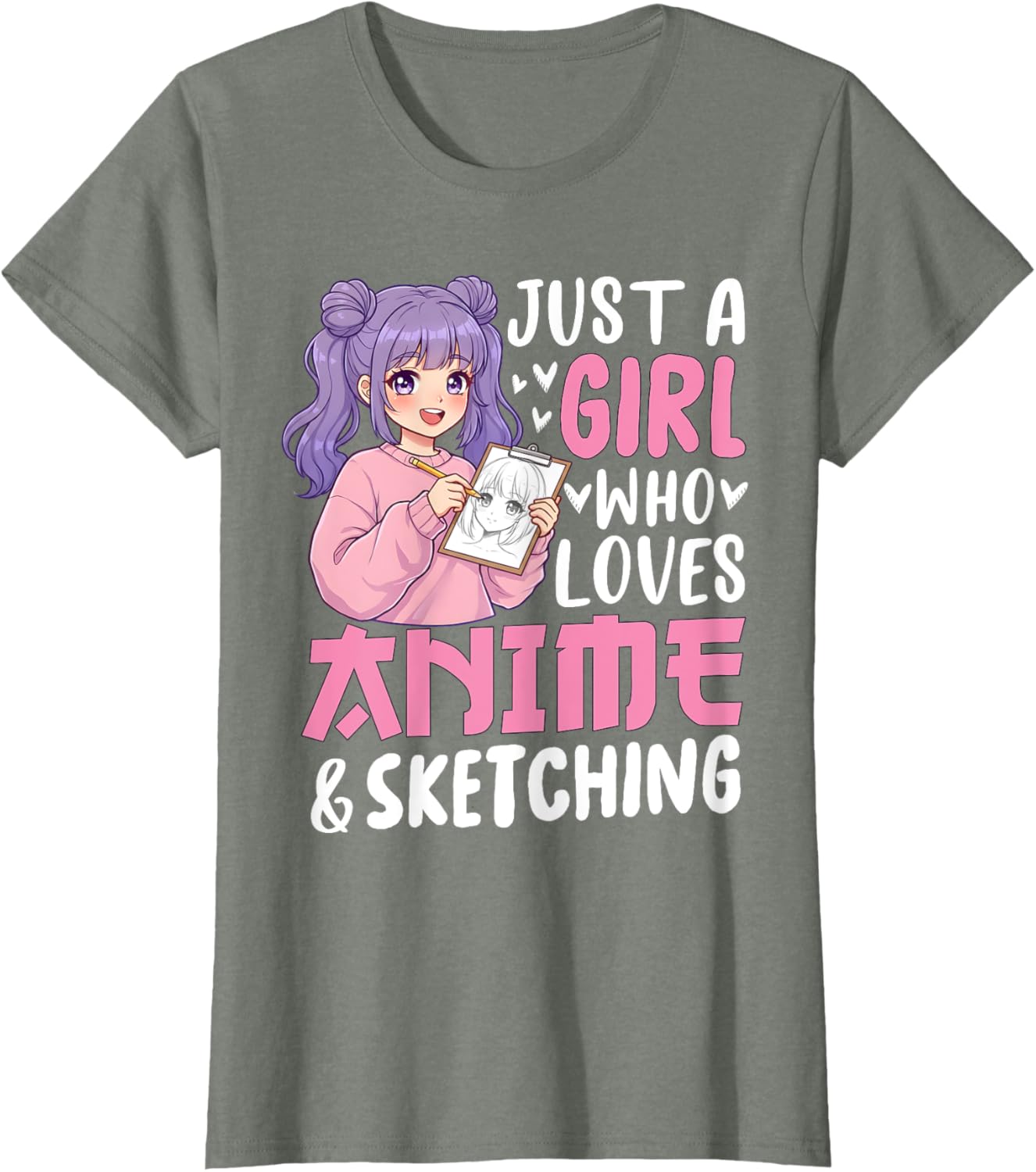 Cute Anime Lover Sketching T-Shirt for Girls - Perfect Gift Idea - 16