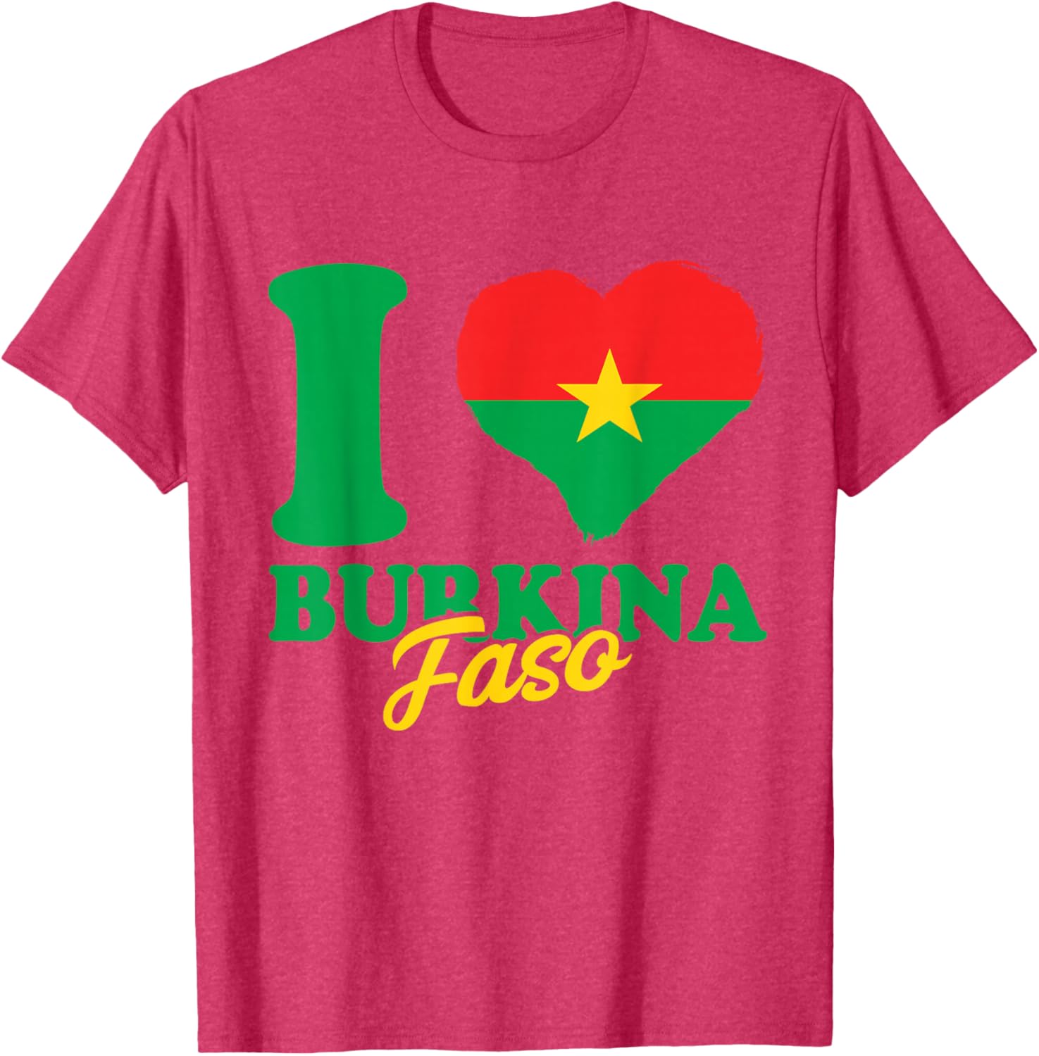 I Love Burkina Faso Heart T-Shirt with Burkina Faso Flag Design - 19