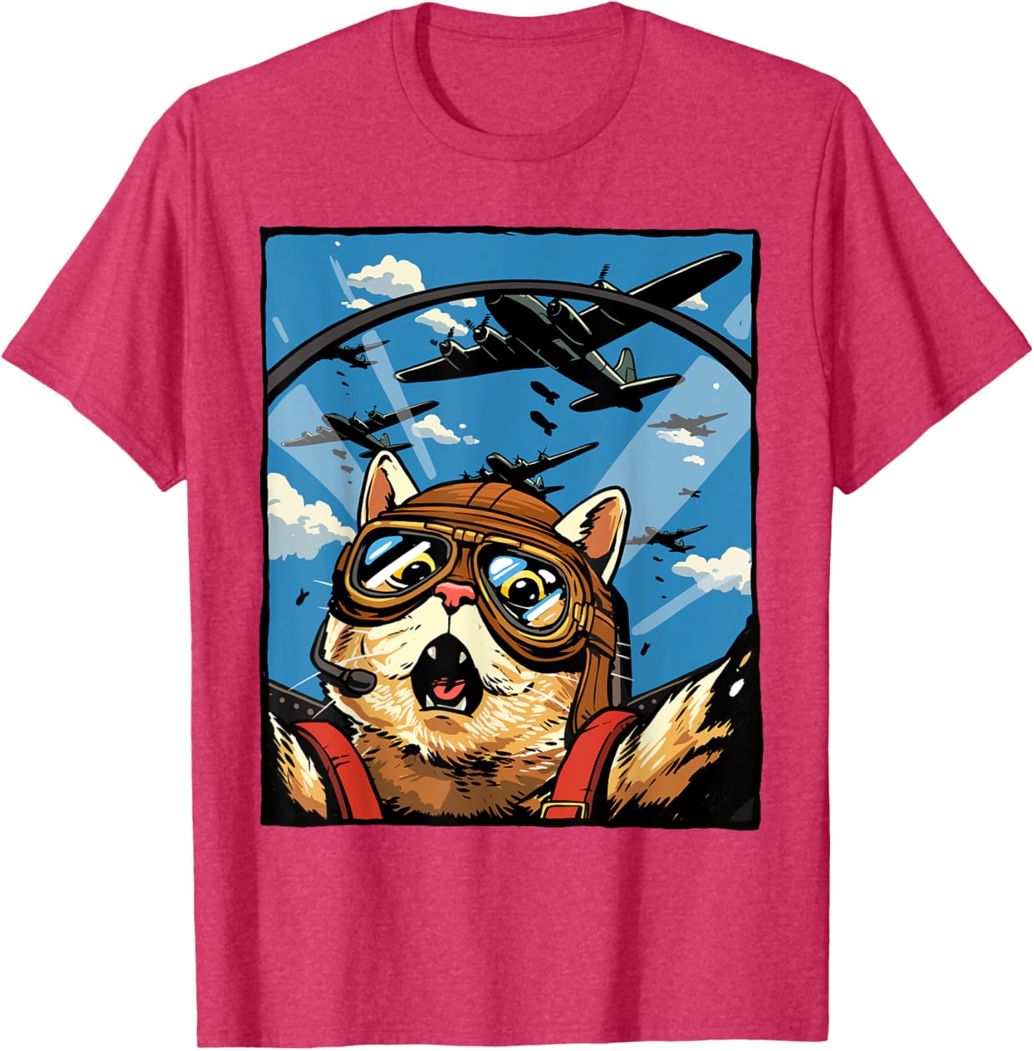 Funny Cat Pilot Jet Fighter T-Shirt for Cat Lovers and Meme Fans - 8