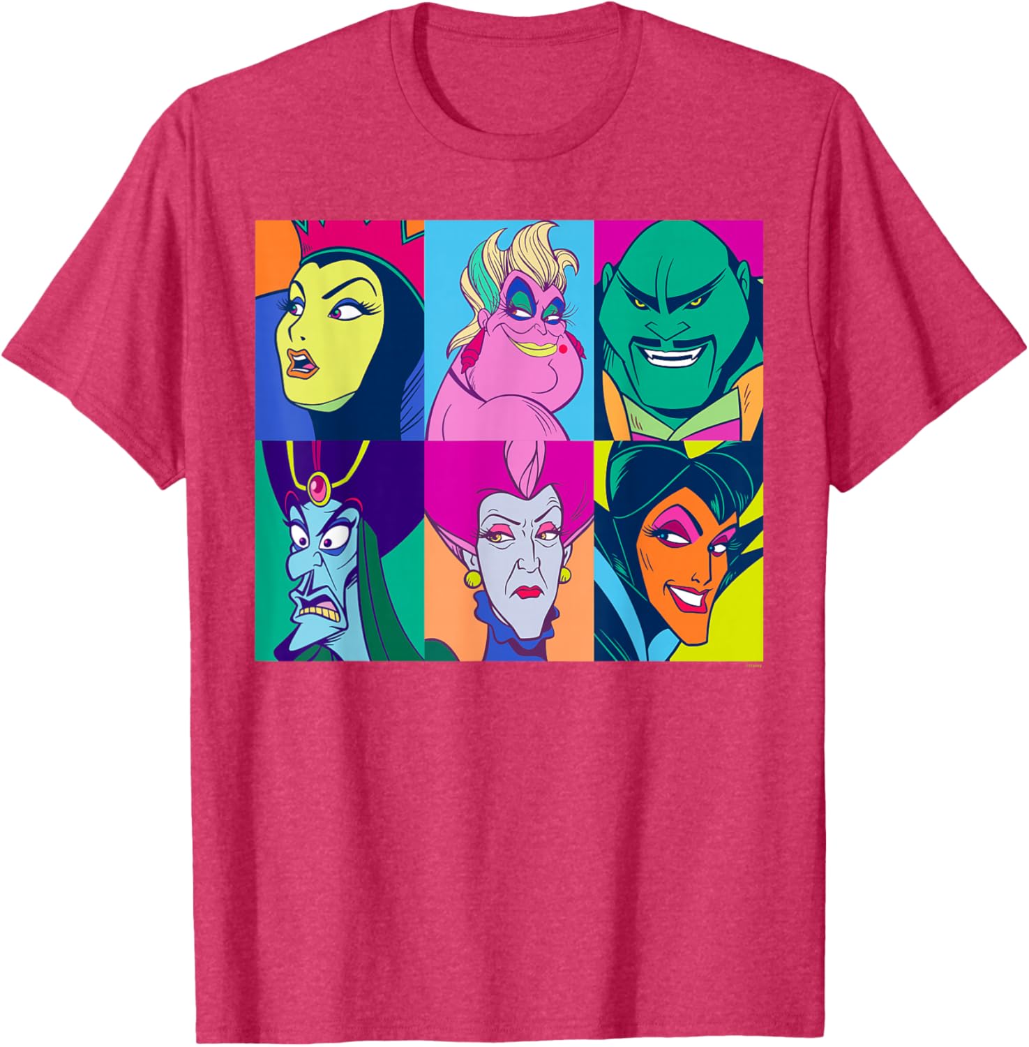 Disney Villains Retro Color Grid T-Shirt for Fans of Classic Characters - 22