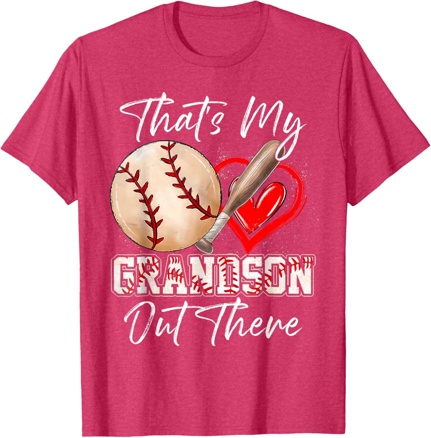 Funny That's My Grandson Out There Baseball T-Shirt for Grandparents - 15