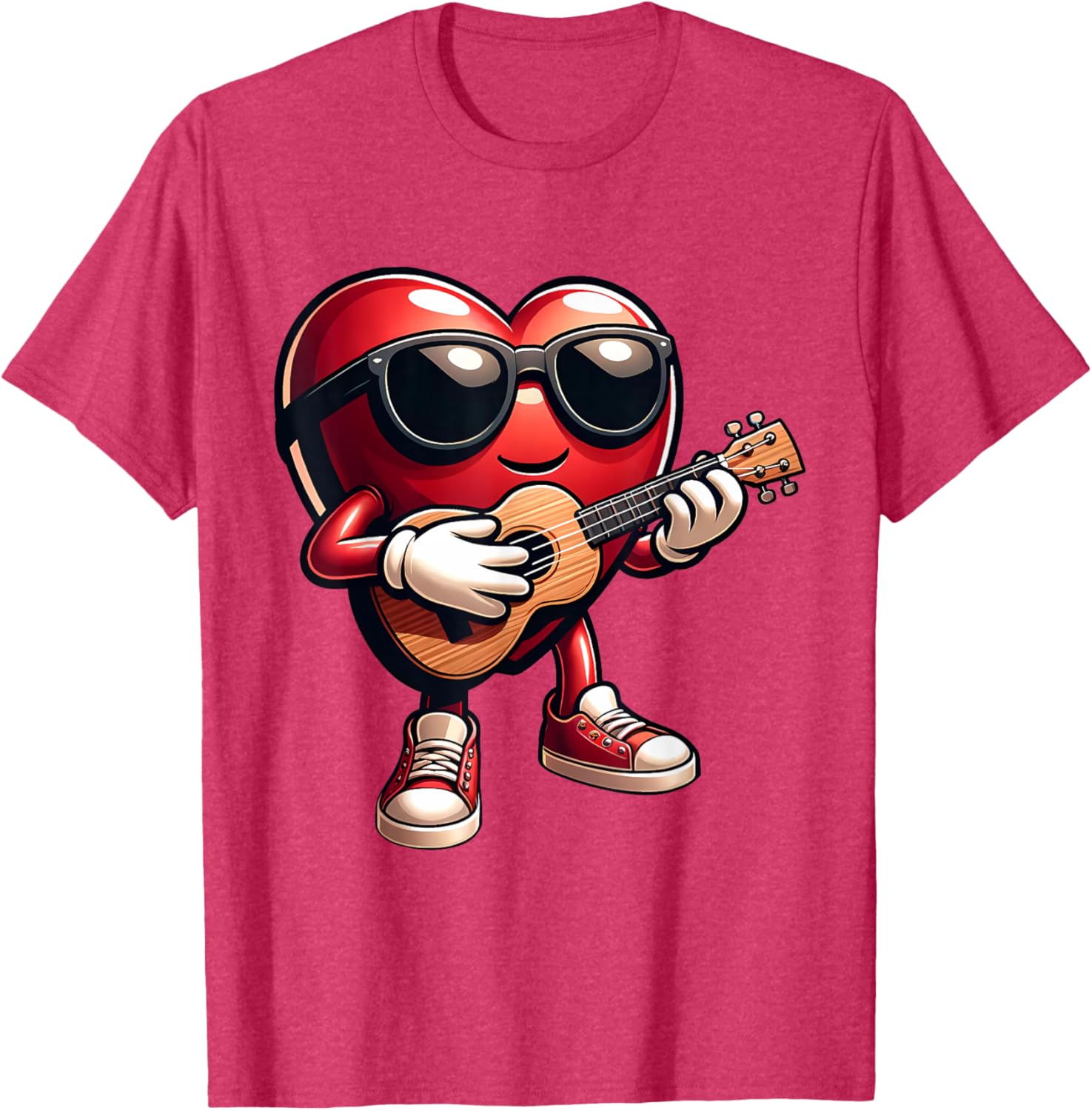 Heart Ukulele Love T-Shirt for Musicians Perfect for Valentine's Day - 8