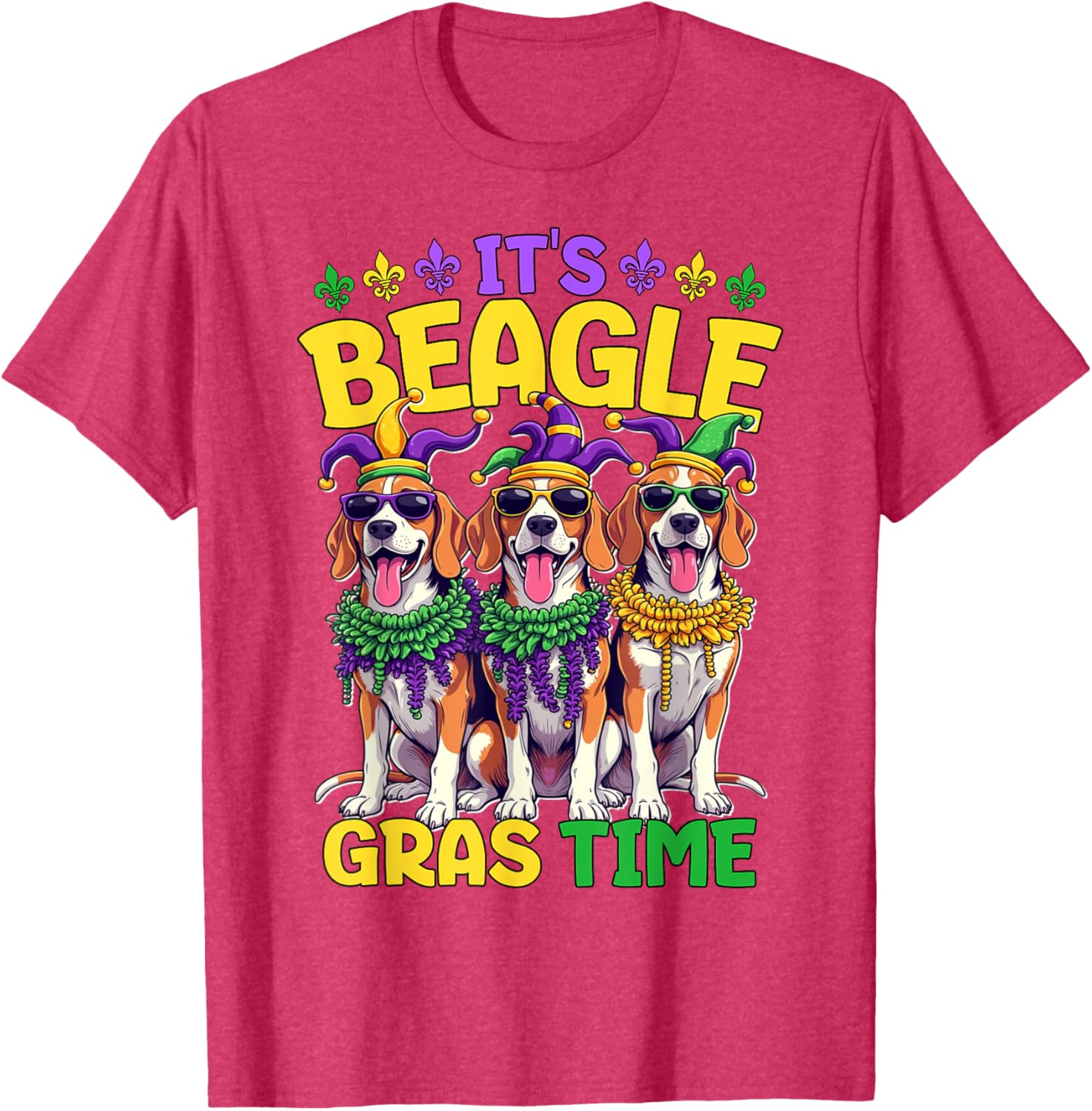Mardi Gras Beagle Time T-Shirt for Fun Celebrations and Festivities - 16