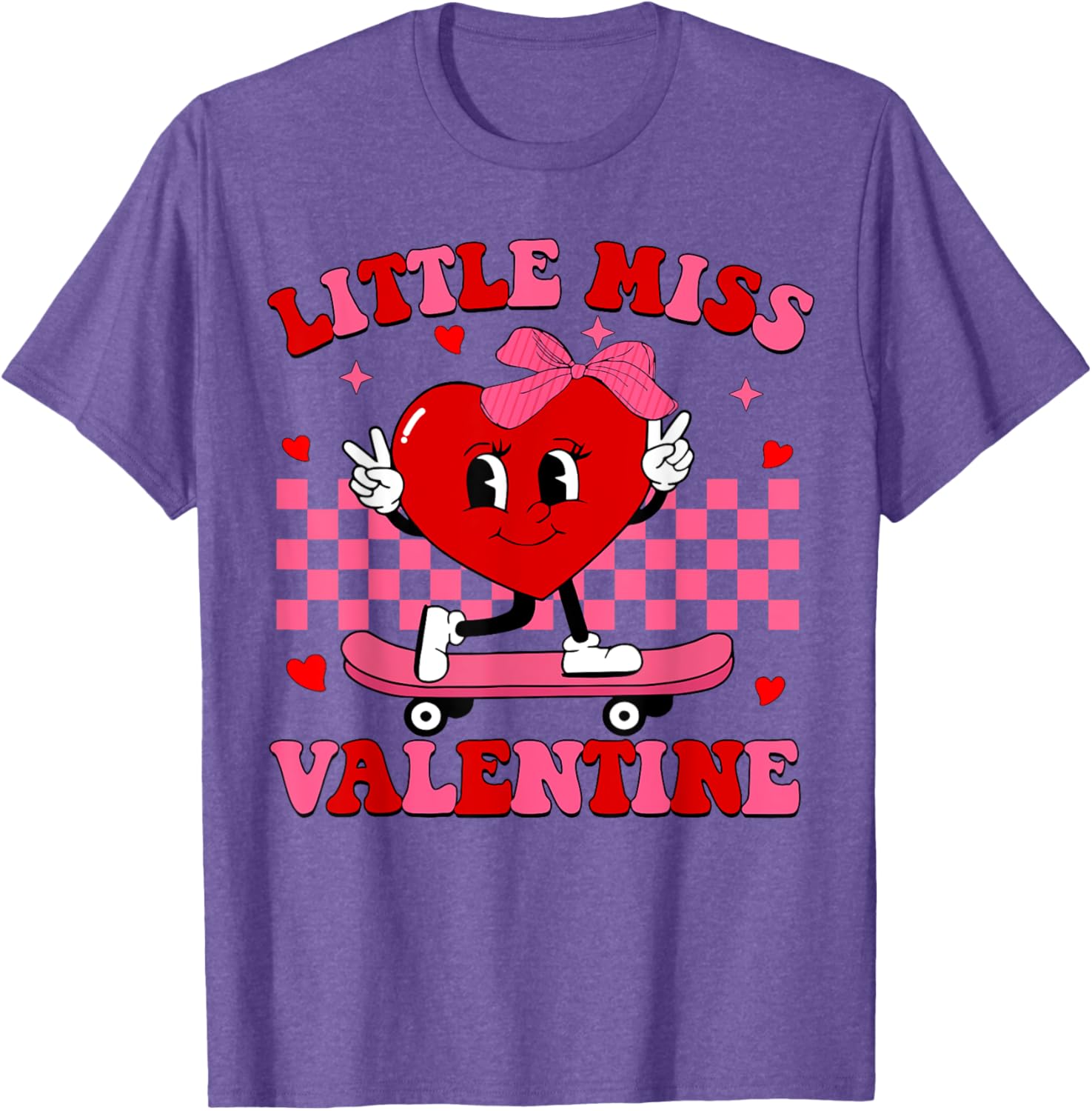 Little Miss Valentine Heart Skateboard T-Shirt for Fun-Loving Women - 21