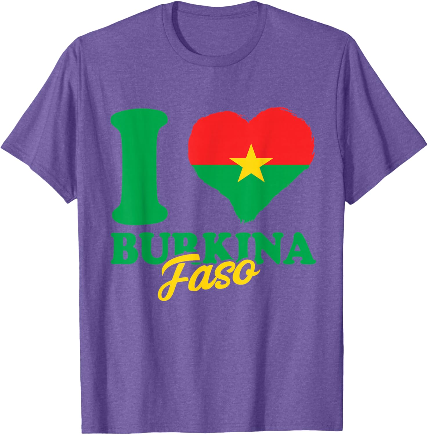 I Love Burkina Faso Heart T-Shirt with Burkina Faso Flag Design - 3