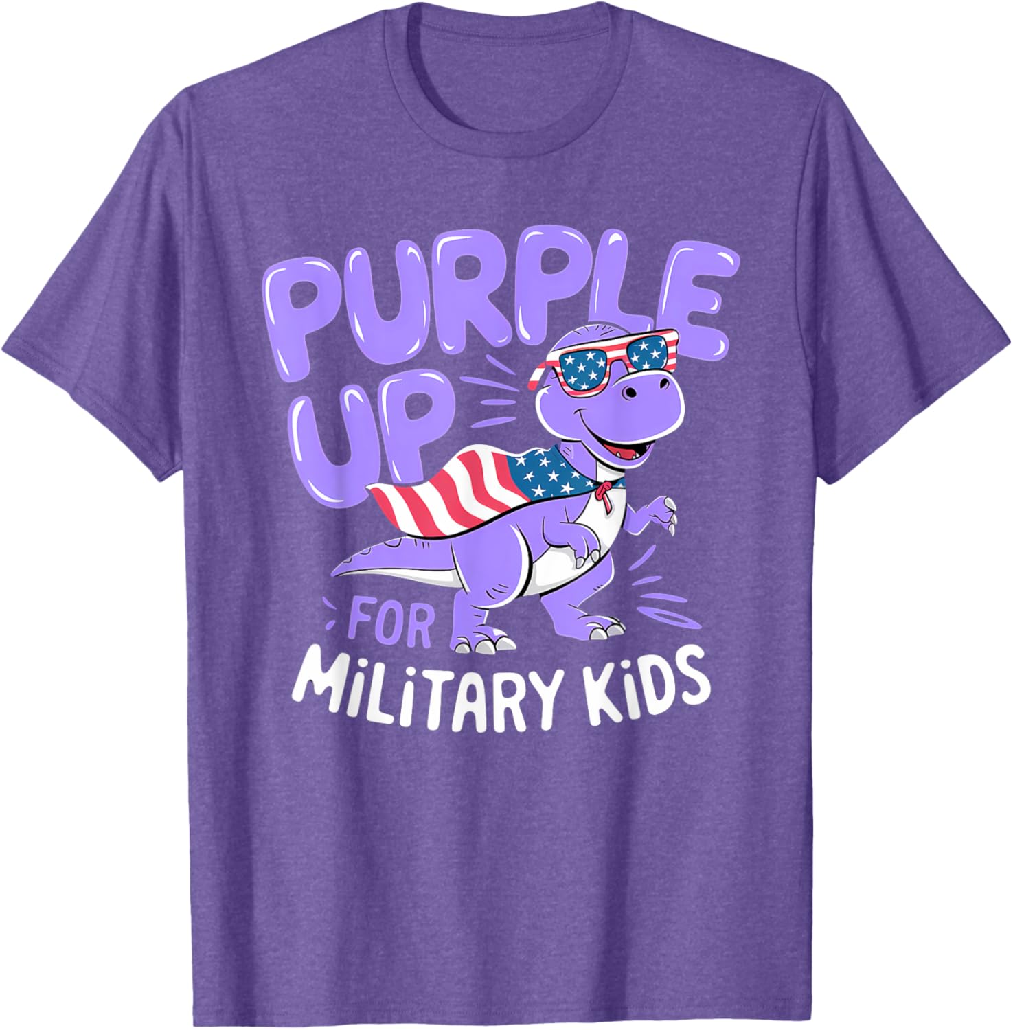 Purple Up Military Kids Dinosaur T-Shirt for Military Child Month - 1