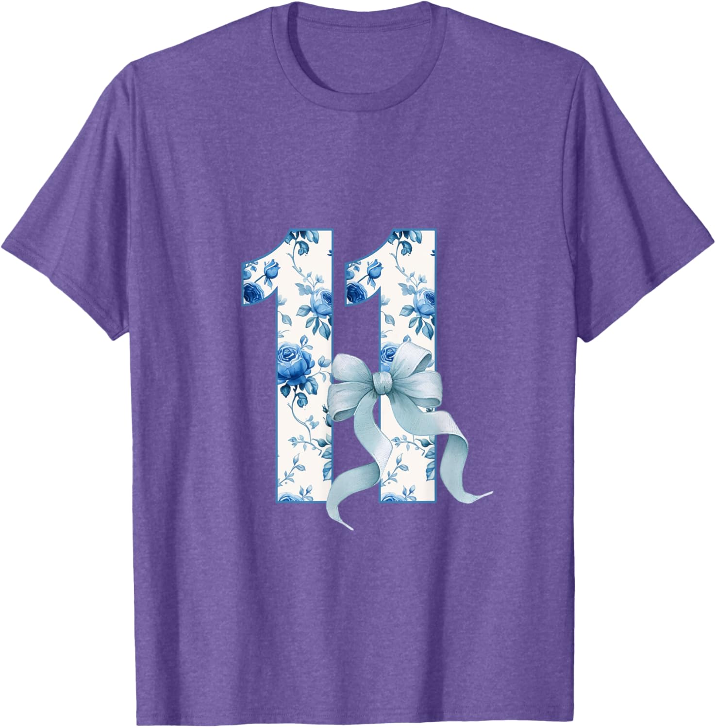 Adorable Birthday Girl Coquette Blue Bow T-Shirt for 11th Birthday Celebrations - 6