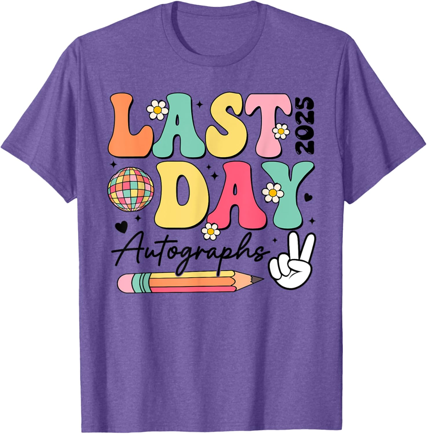 Last Day of School 2024-2025 Retro Cute Autographs T-Shirt for Kids - 1