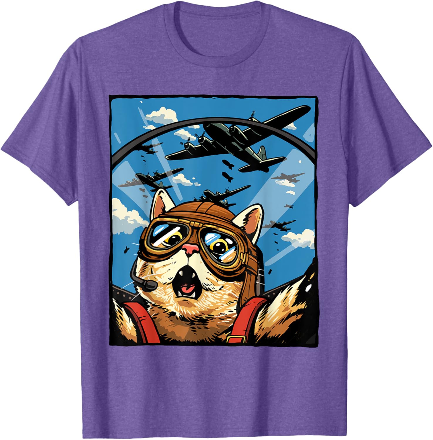 Funny Cat Pilot Jet Fighter T-Shirt for Cat Lovers and Meme Fans - 2