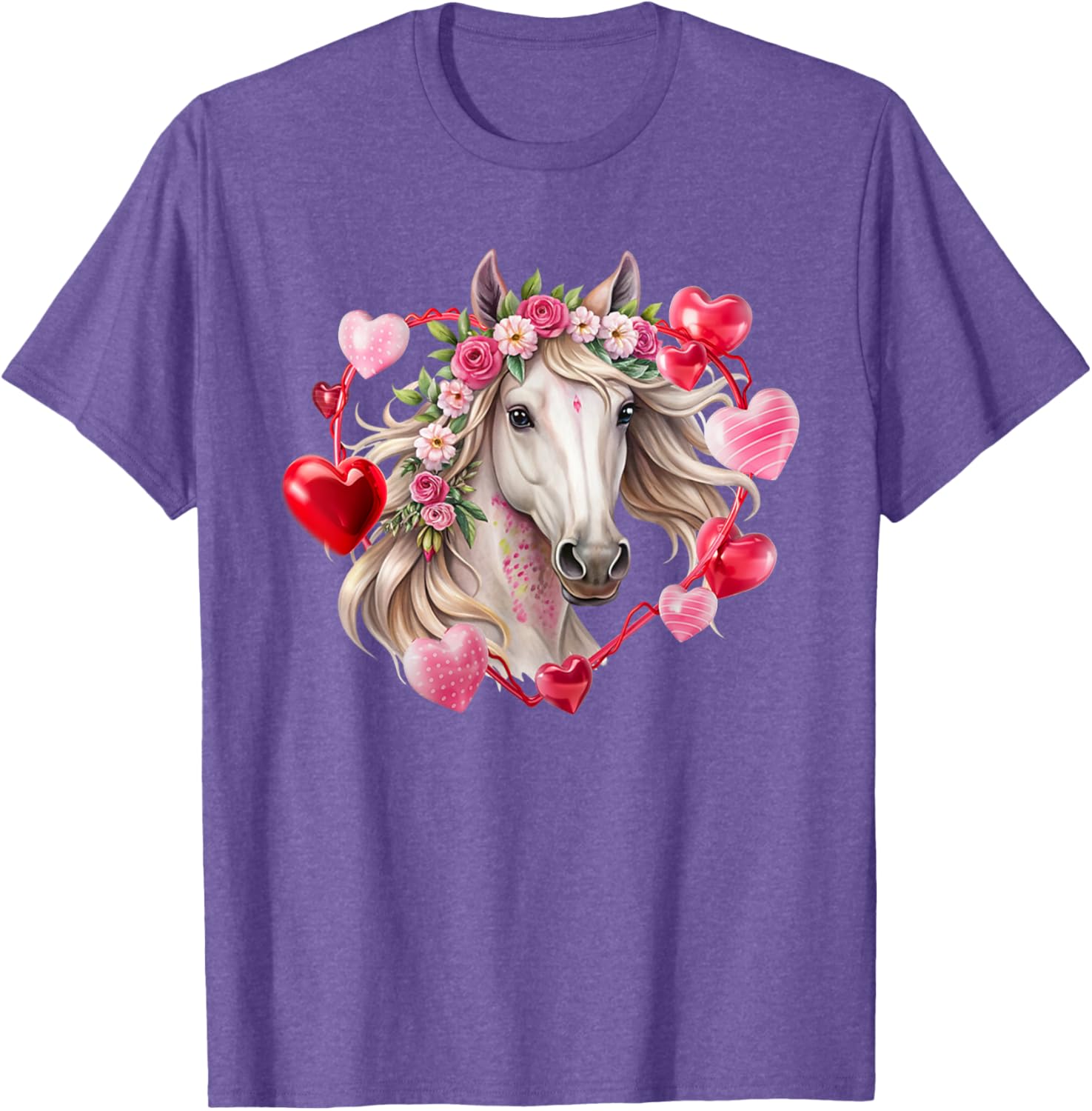 Happy Valentine's Day Equestrian T-Shirt with Horse and Hearts Design - 27