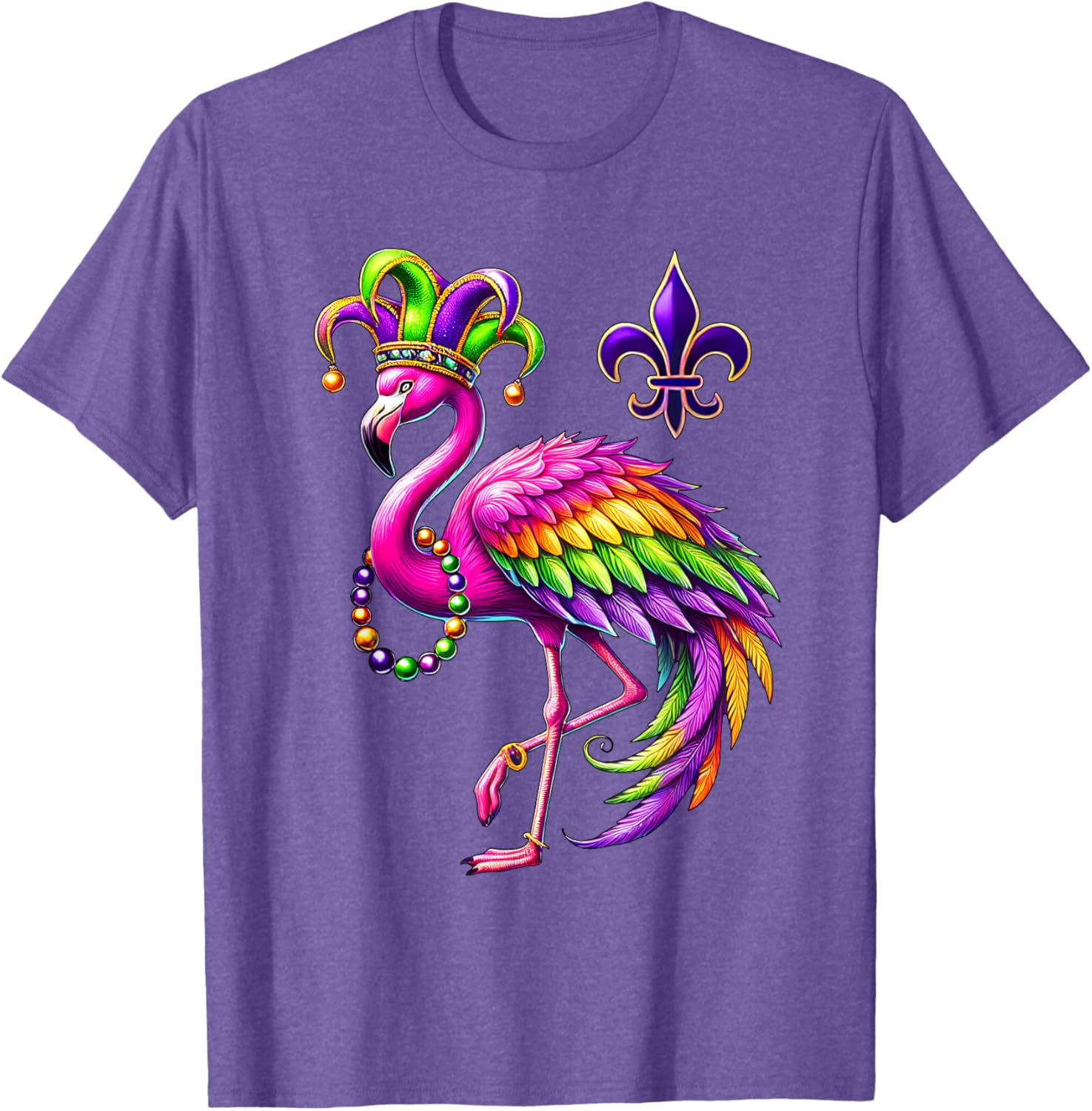 Jester Pink Flamingo Mardi Gras T-Shirt Fun Carnival Animal Shirt - 13