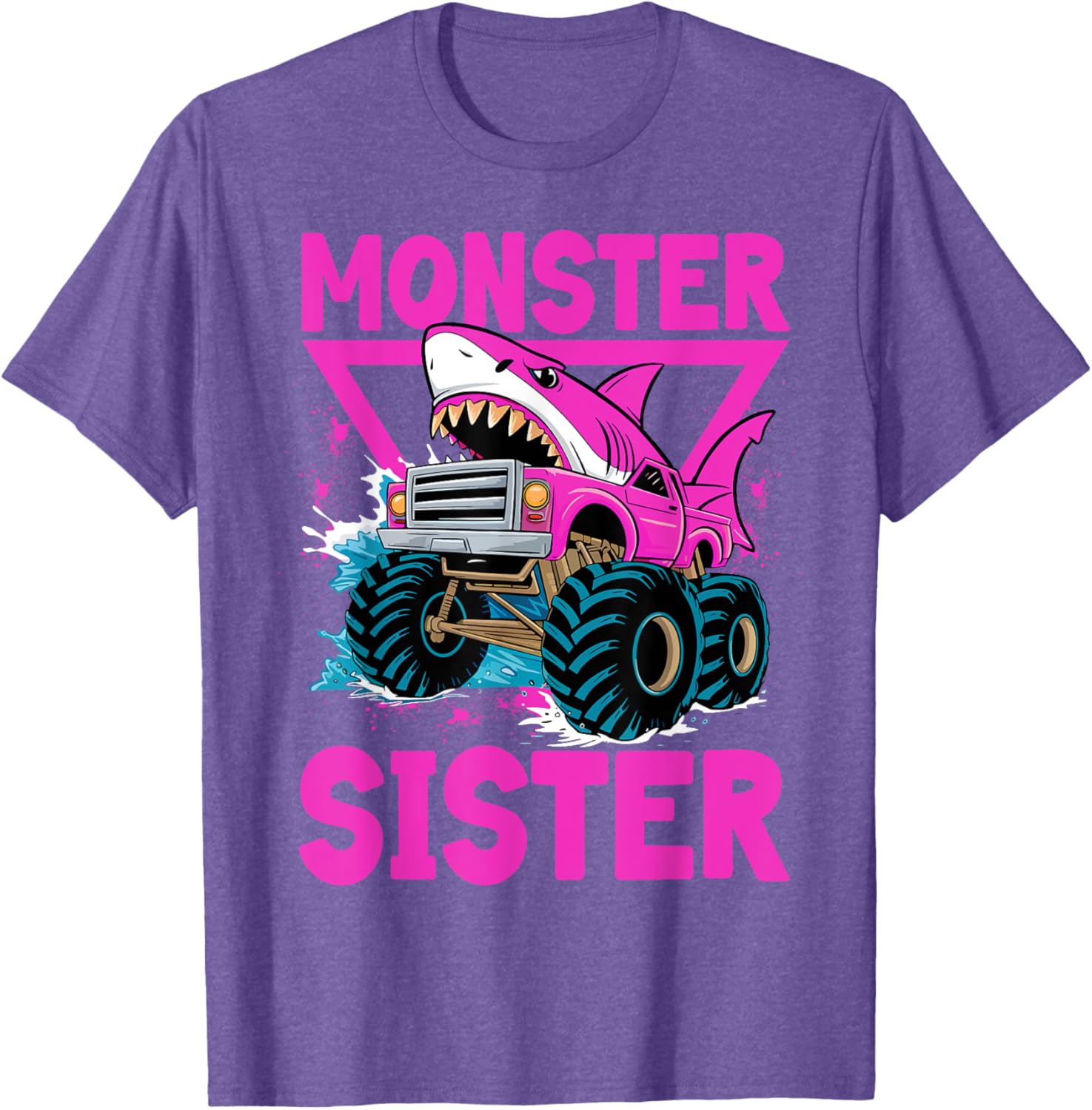Pink Shark Monster Truck T-Shirt for Girls - Fun Sister Jam Shirt - 15