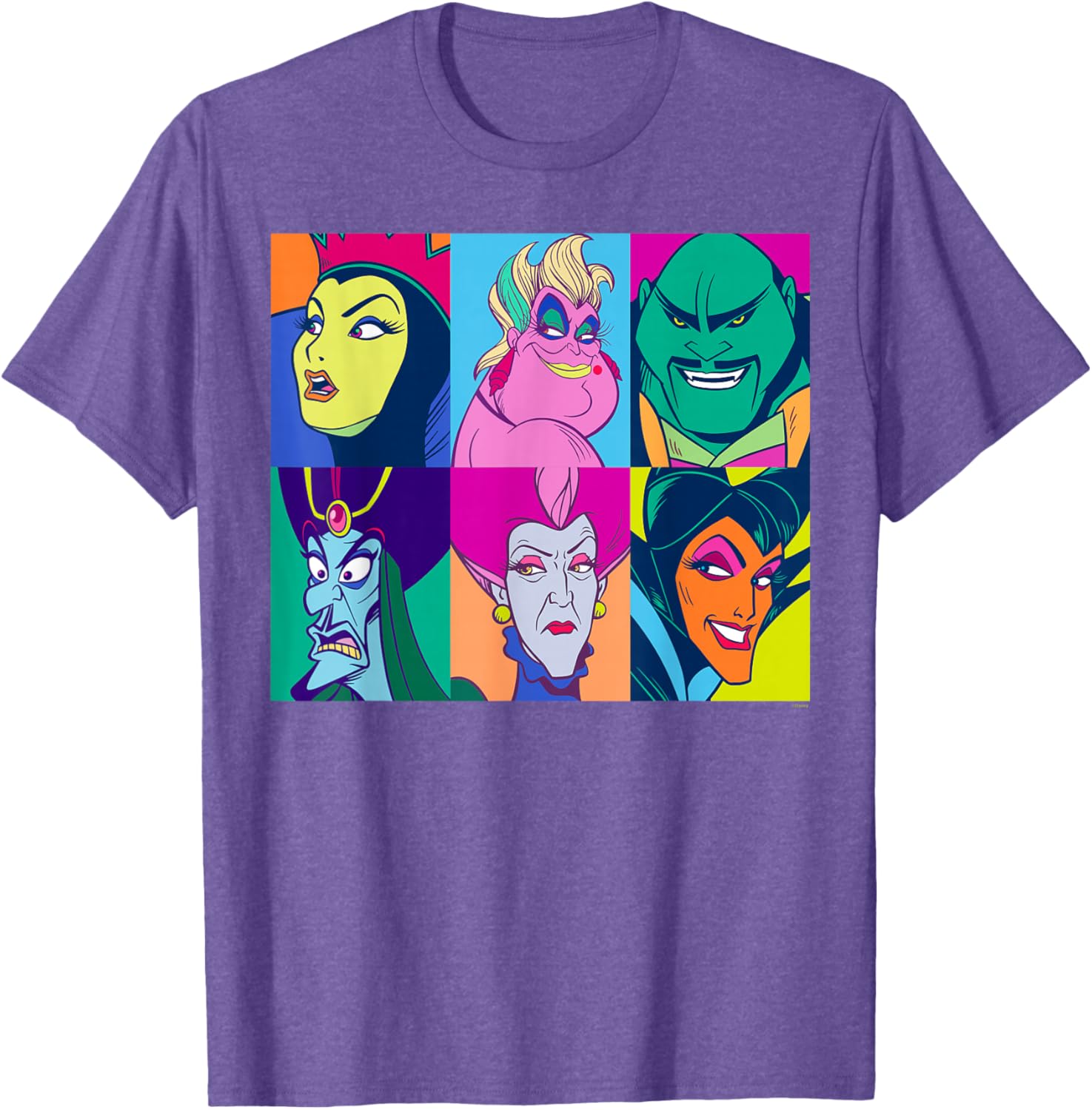 Disney Villains Retro Color Grid T-Shirt for Fans of Classic Characters - 9