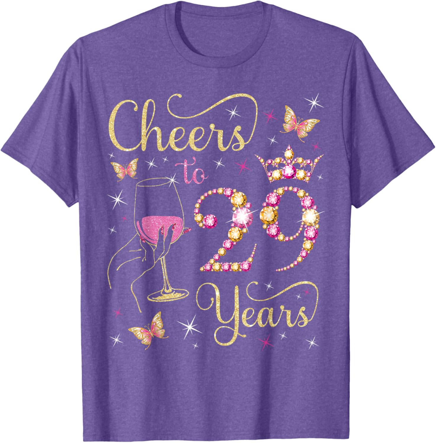 Cheers to 29 Years Birthday Queen T-Shirt Perfect for 29th Celebration - 2
