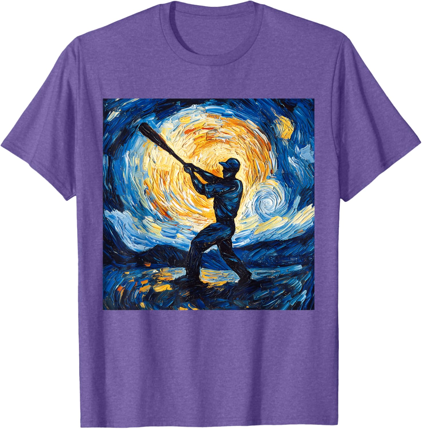 Van Gogh Starry Night Baseball Player T-Shirt for Art and Sports Lovers - 15
