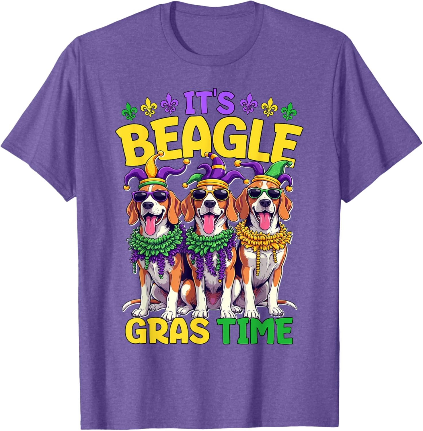 Mardi Gras Beagle Time T-Shirt for Fun Celebrations and Festivities - 6
