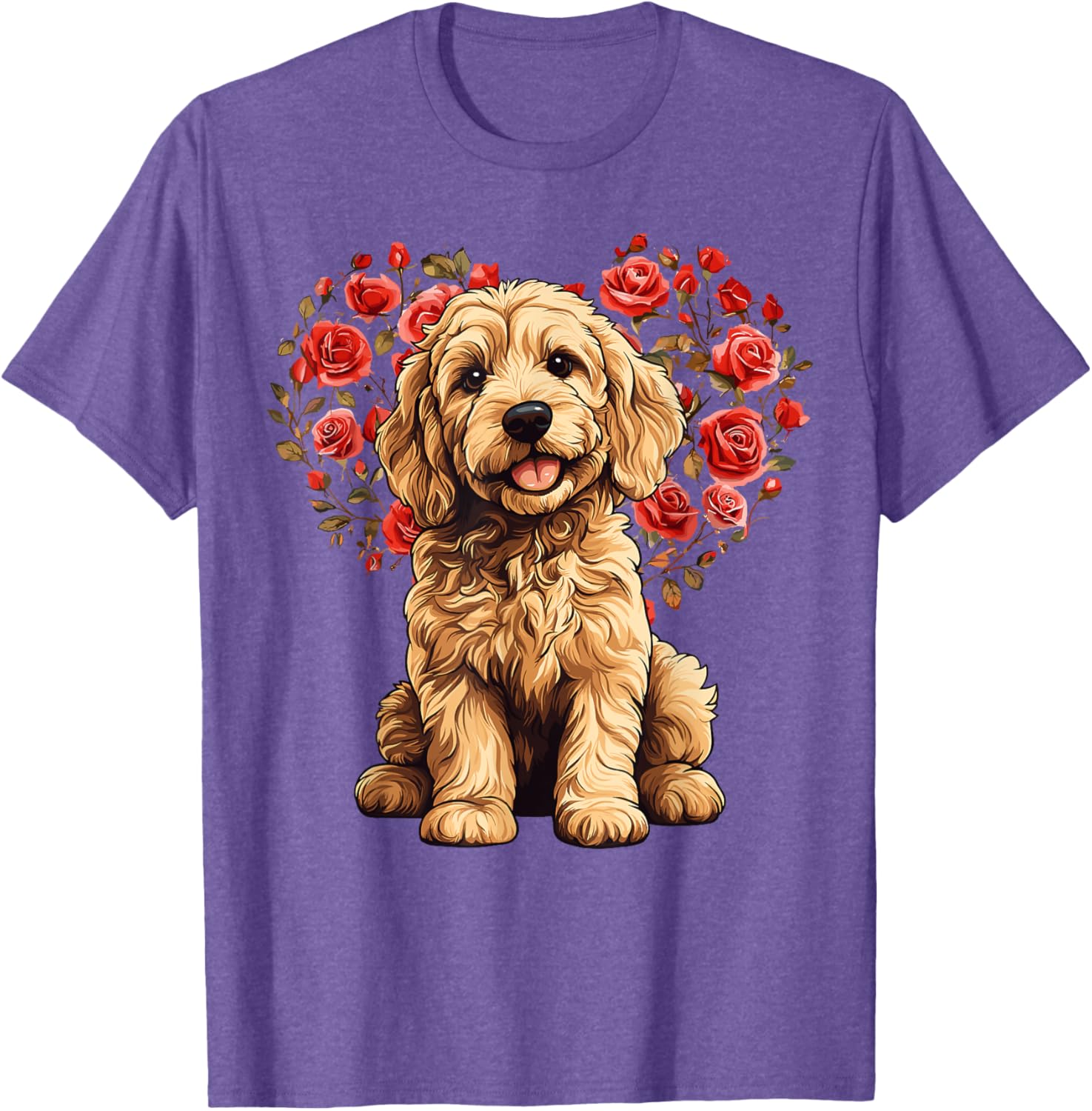 Goldendoodle Valentine’s Day Floral Heart T-Shirt for Dog Lovers - 2