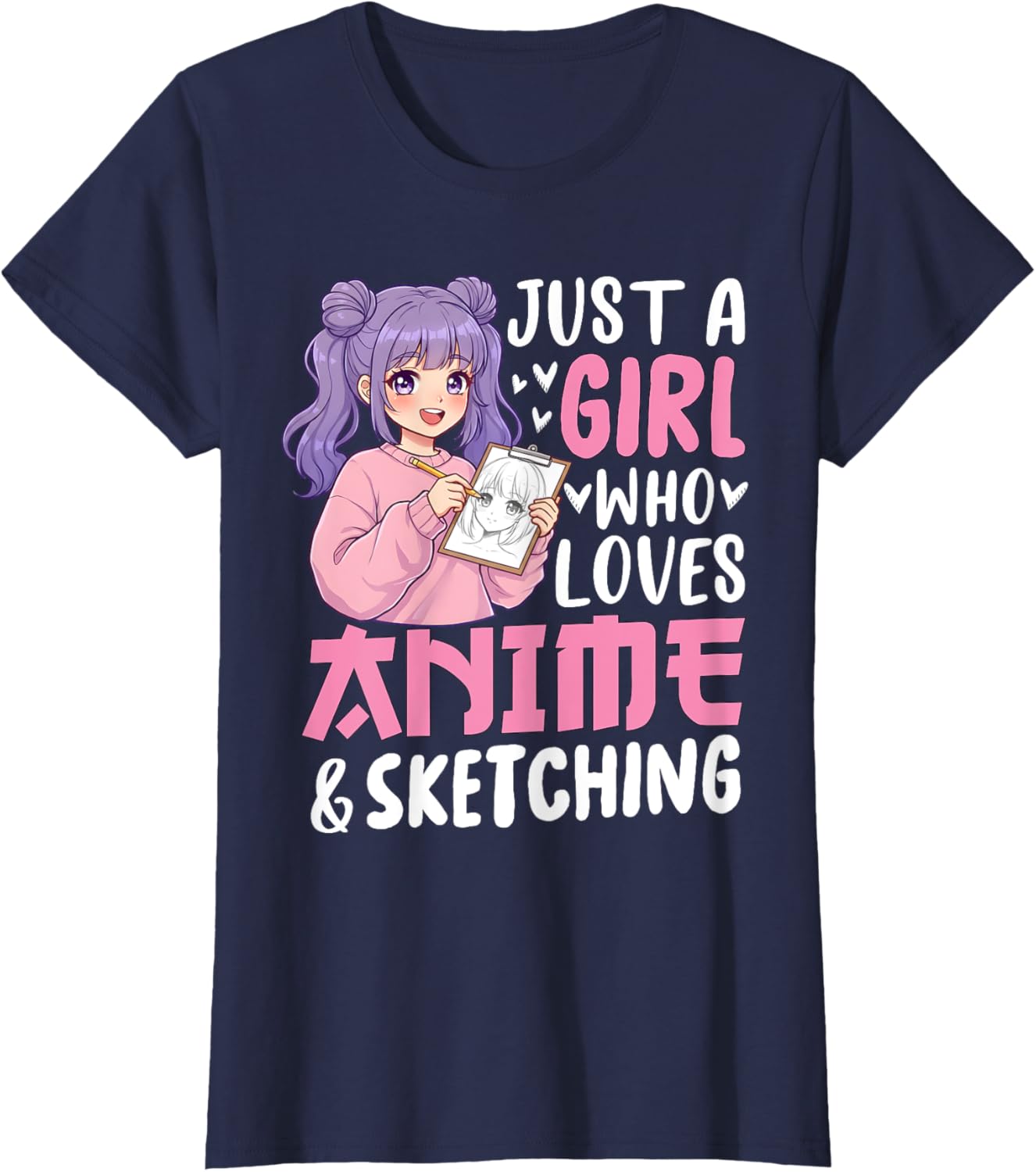 Cute Anime Lover Sketching T-Shirt for Girls - Perfect Gift Idea - 4