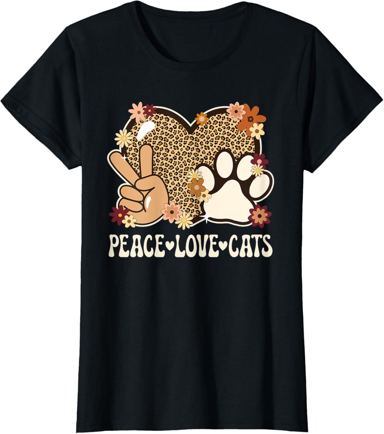 Cute Cat Lover T-Shirt with Leopard Print for Stylish Women - 19