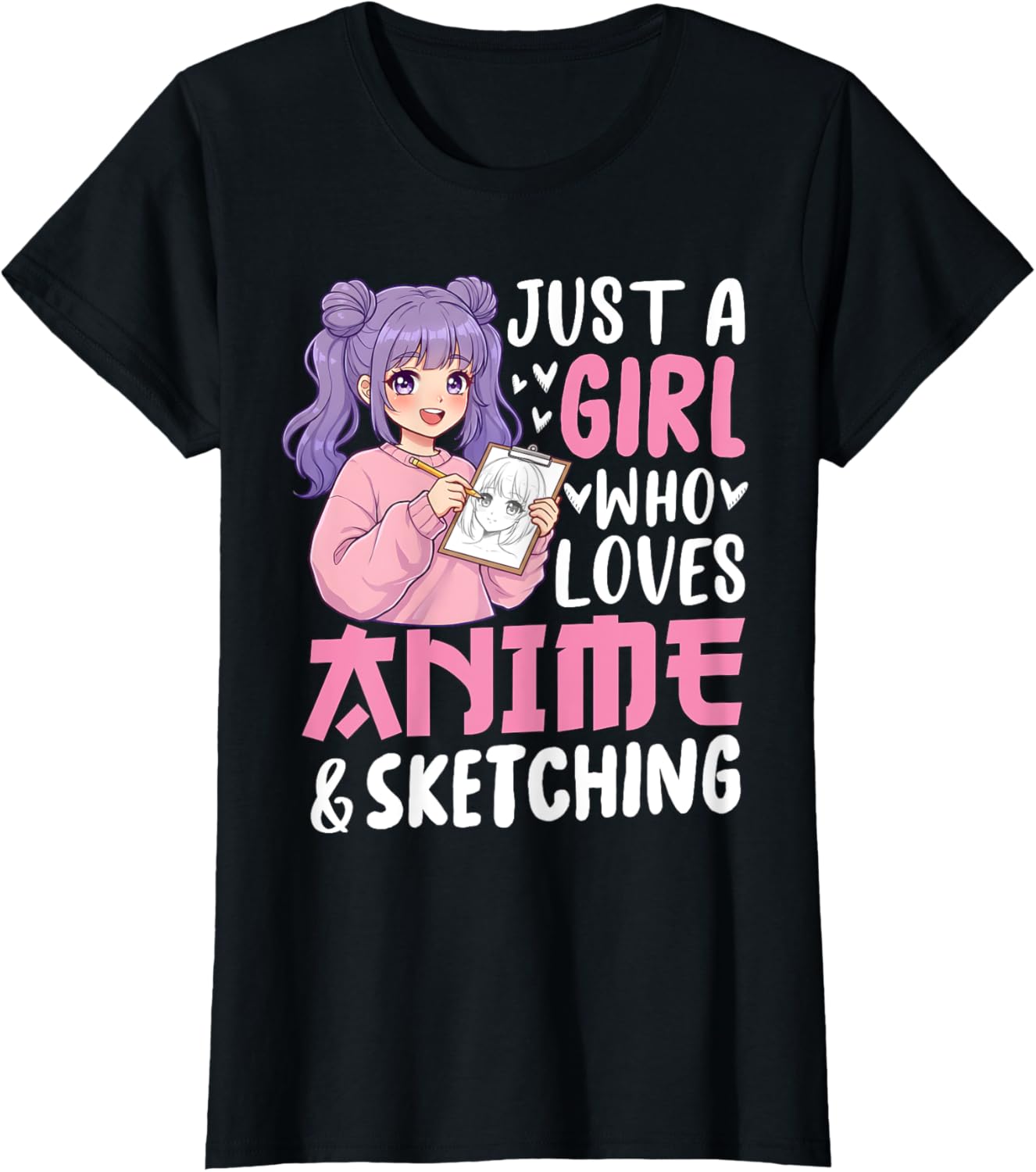 Cute Anime Lover Sketching T-Shirt for Girls - Perfect Gift Idea - 13