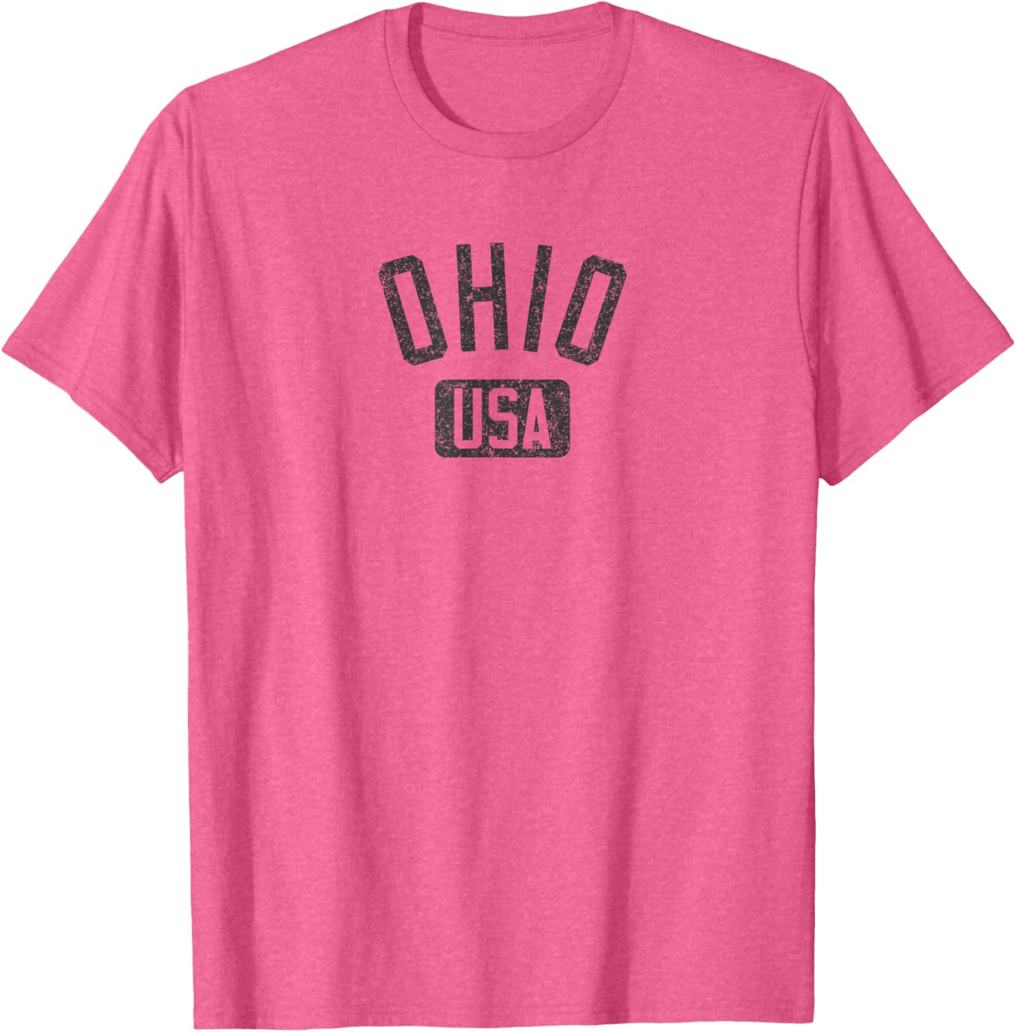 Ohio Arched Text Distressed Black Print T-Shirt for Casual Style Lovers - 19